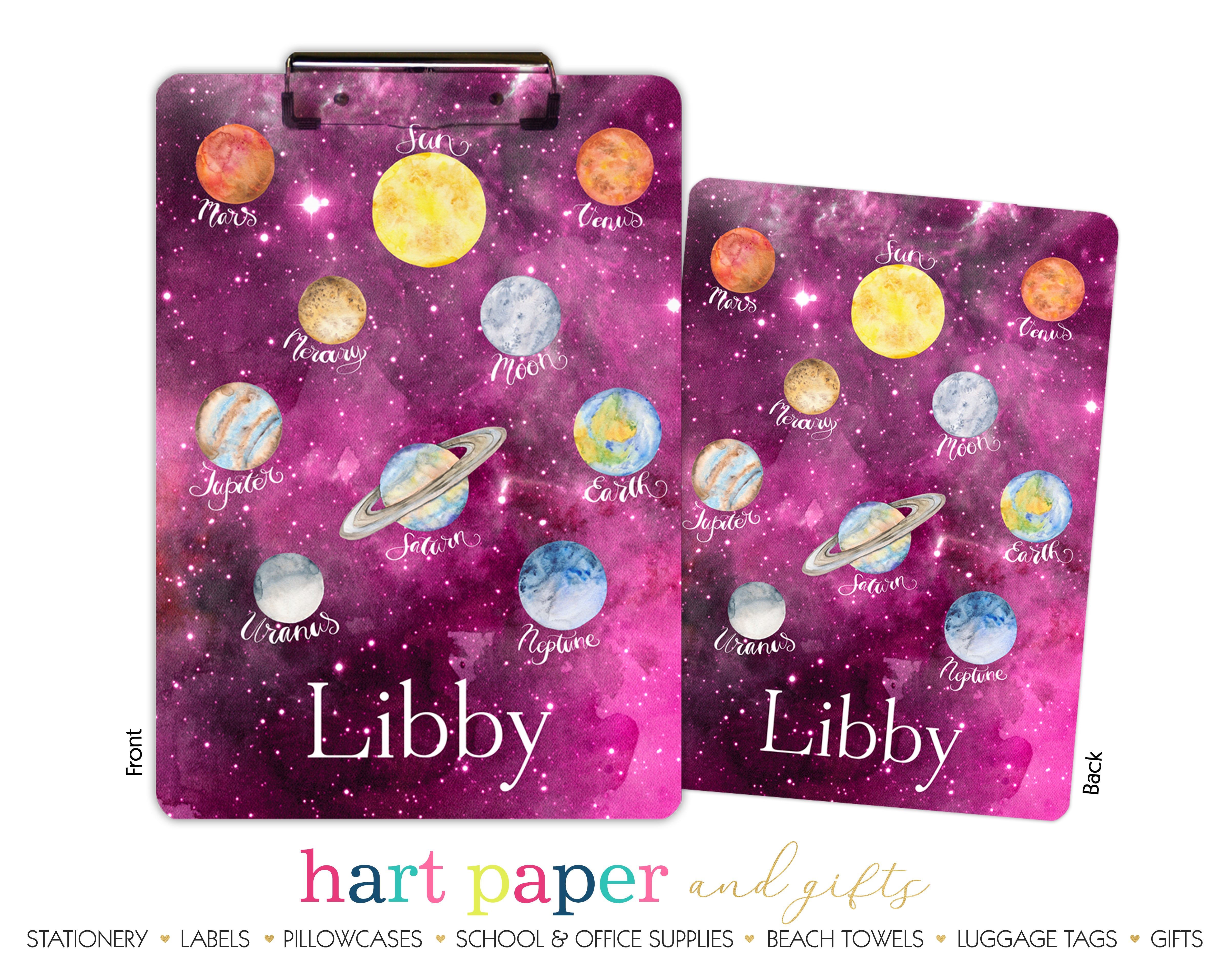 Planets Personalized Custom Clipboard  School Office Supplies2 Sided Clipboard - Printing on Both Sides