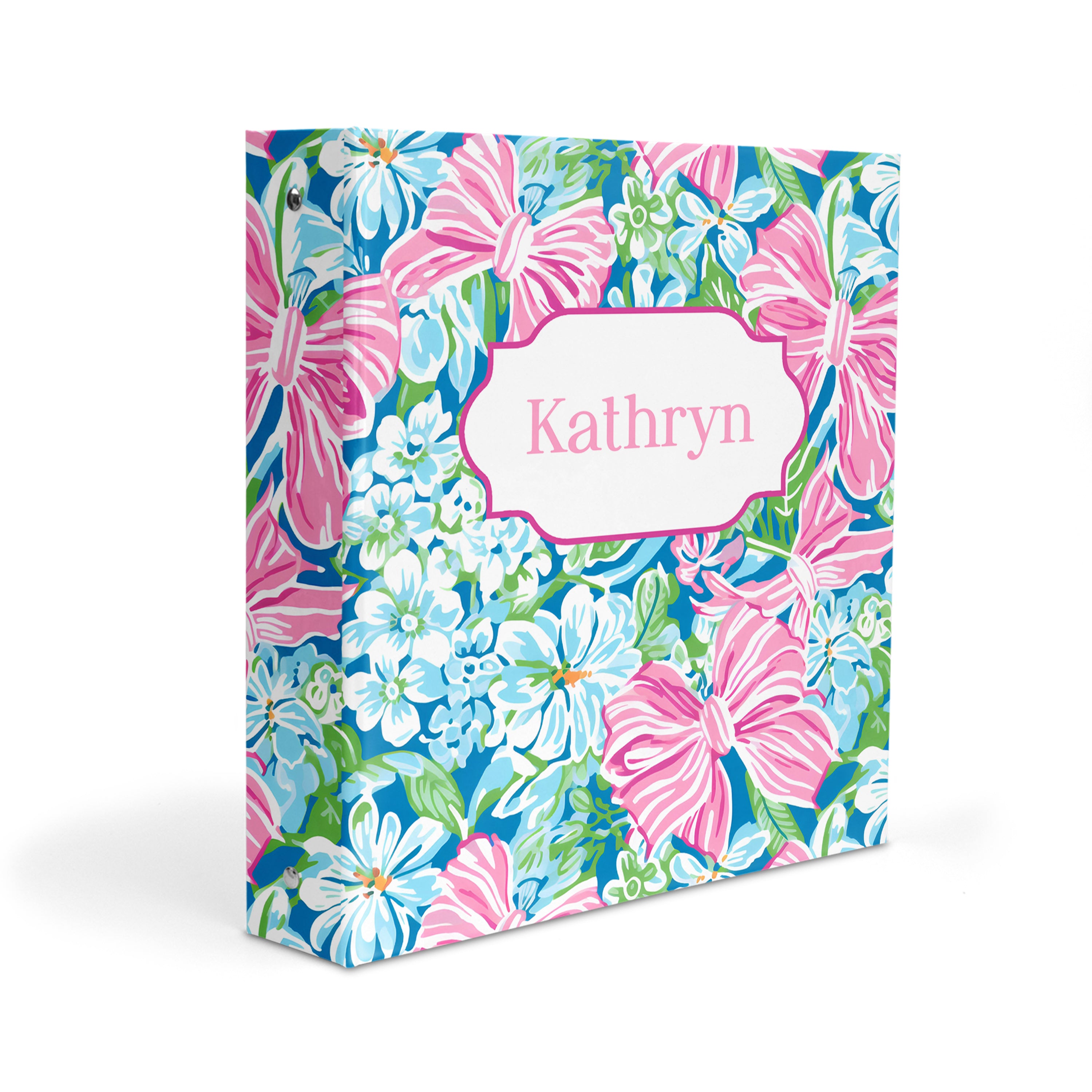 Preppy Flowers & Bows Personalized Custom 2" 3 Ring Binder  School Office Supplies