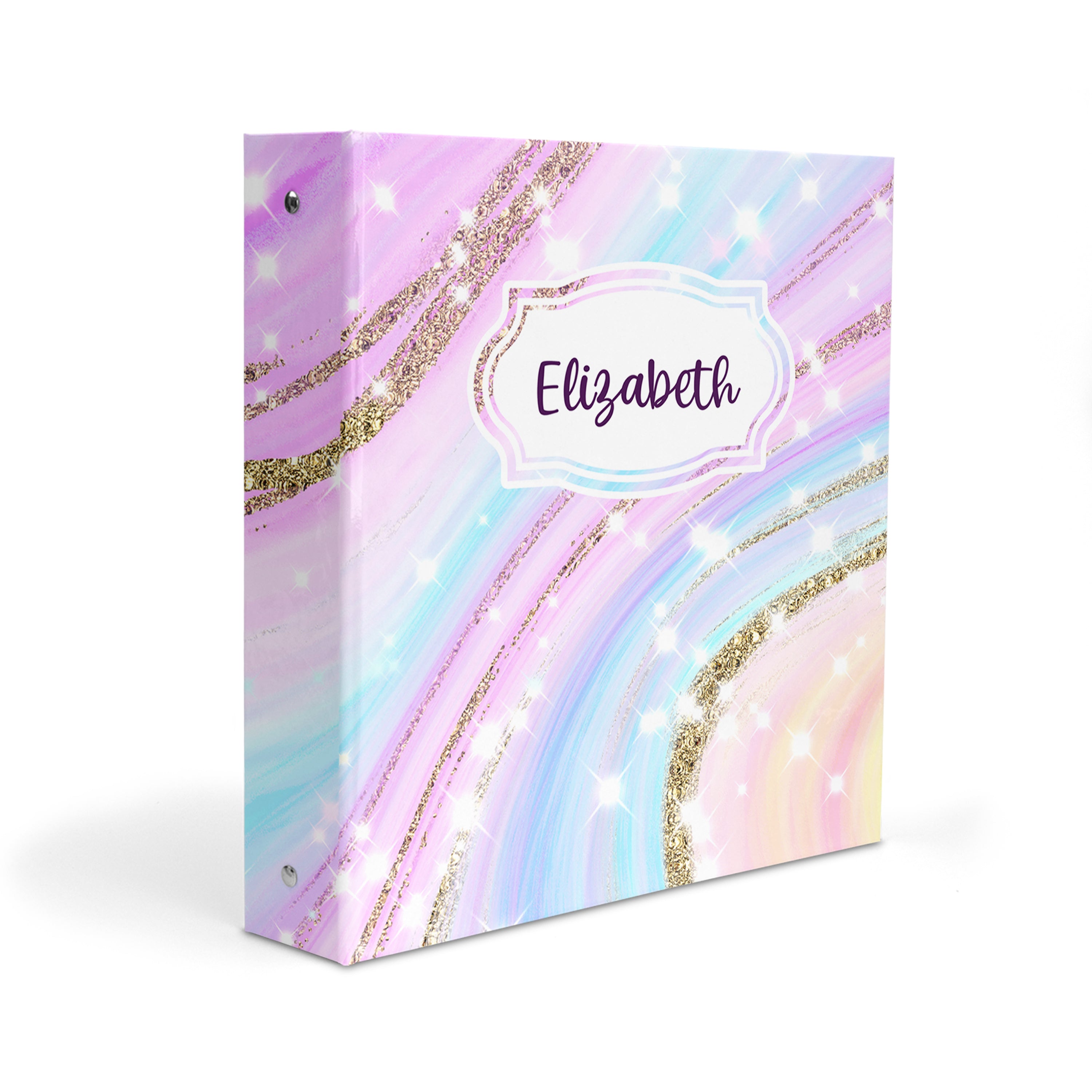 Rainbow Ink Marble Personalized Custom 2" 3 Ring Binder  School Office Supplies