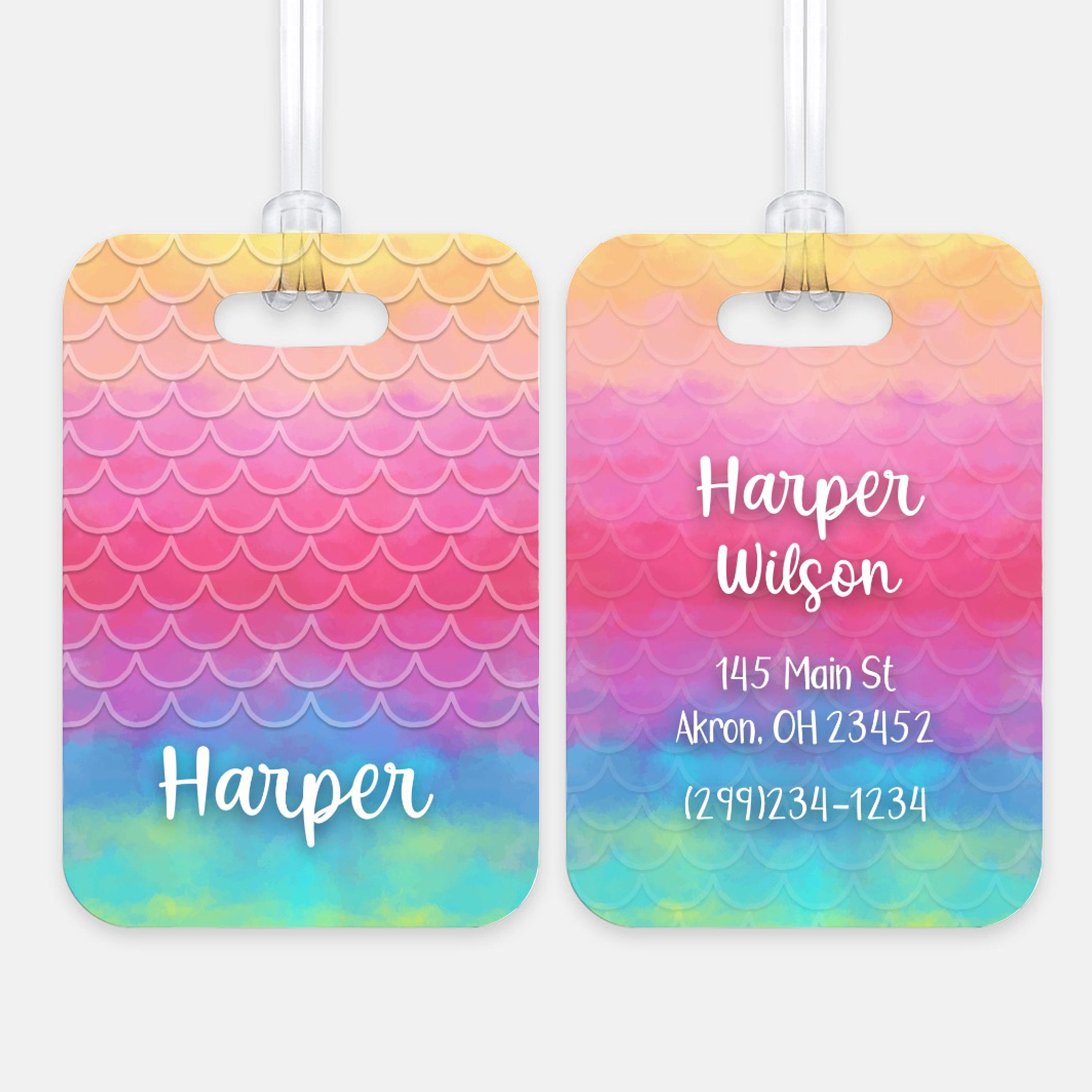 Rainbow Mermaid Scales Luggage Bag Tag Personalized CustomAluminum Tag