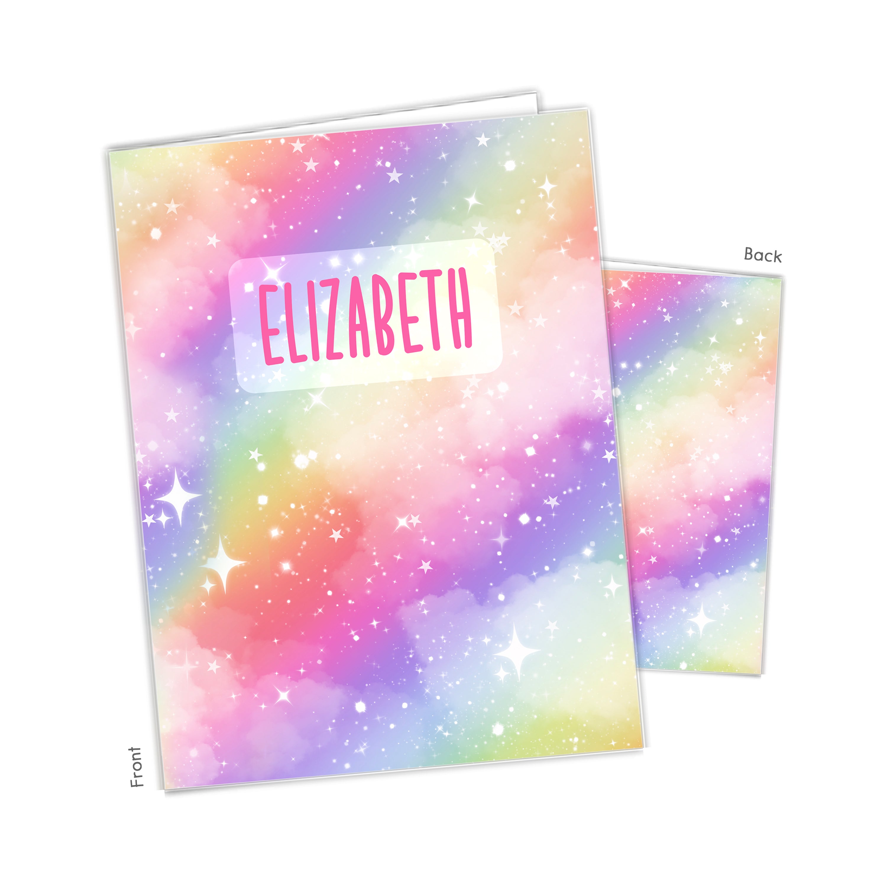 Rainbow Sky Stars Personalized Custom 2-Pocket Folder  School Office Supplies1 - 2Pocket Folder