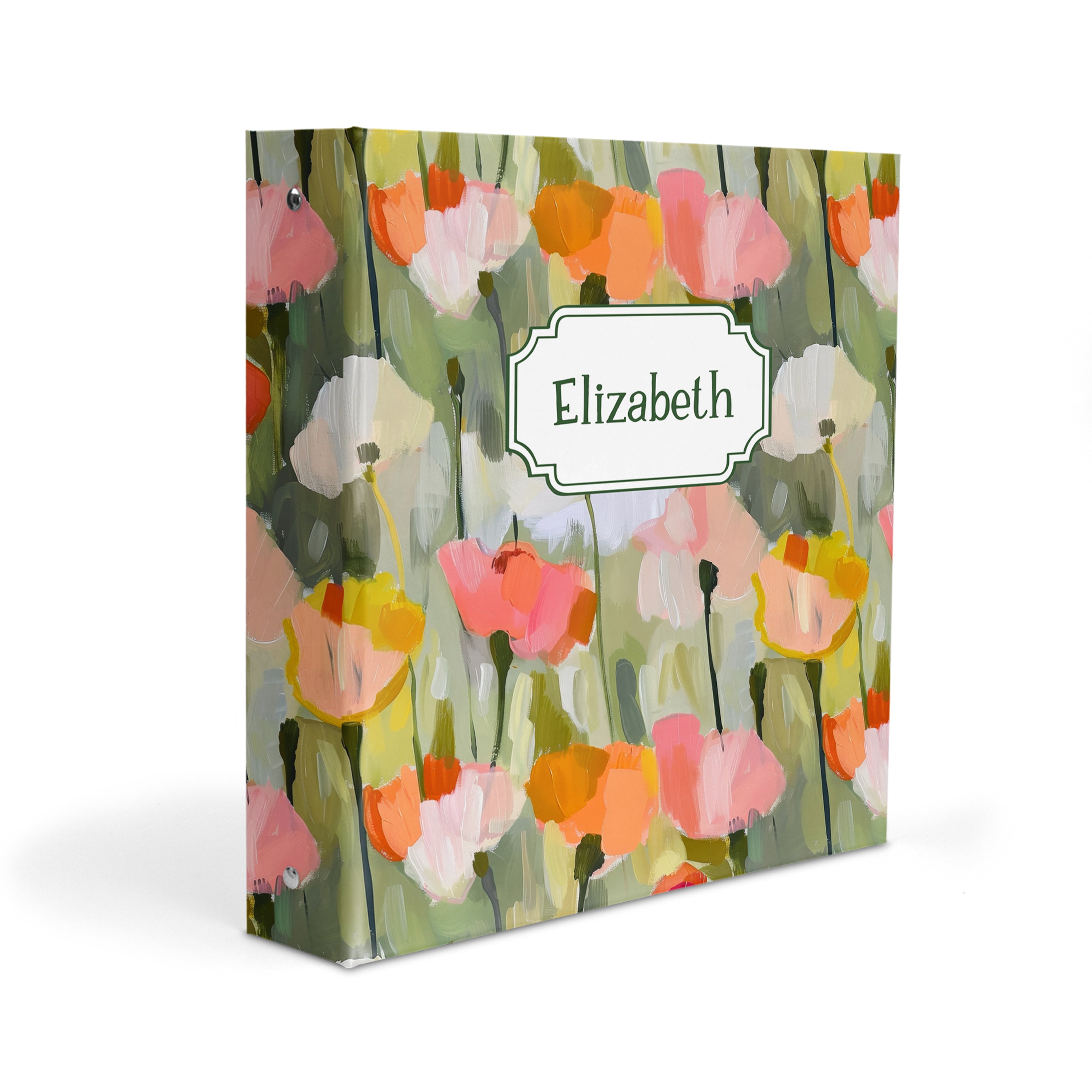 Rainbow Tulips Flowers Personalized Custom 2" 3 Ring Binder  School Office Supplies