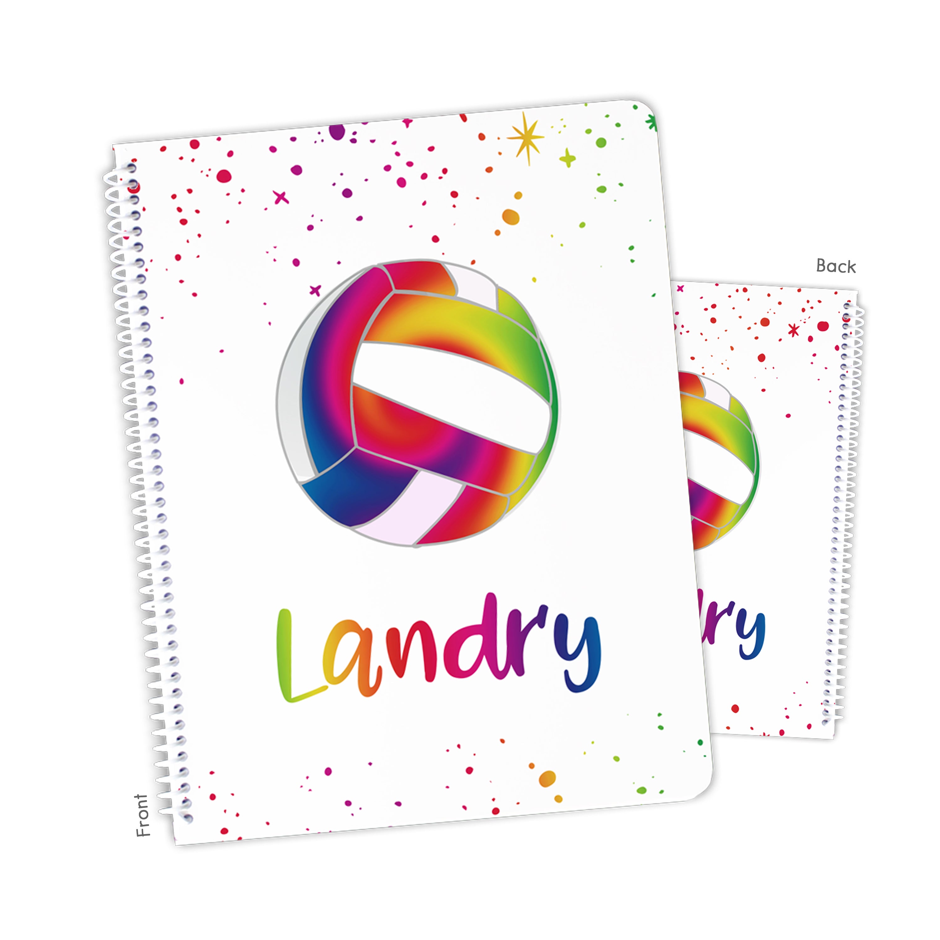 Rainbow Volleyball Personalized Custom Notebook or Sketchbook  School Office SuppliesNotebook (wide ruled, lined pages)