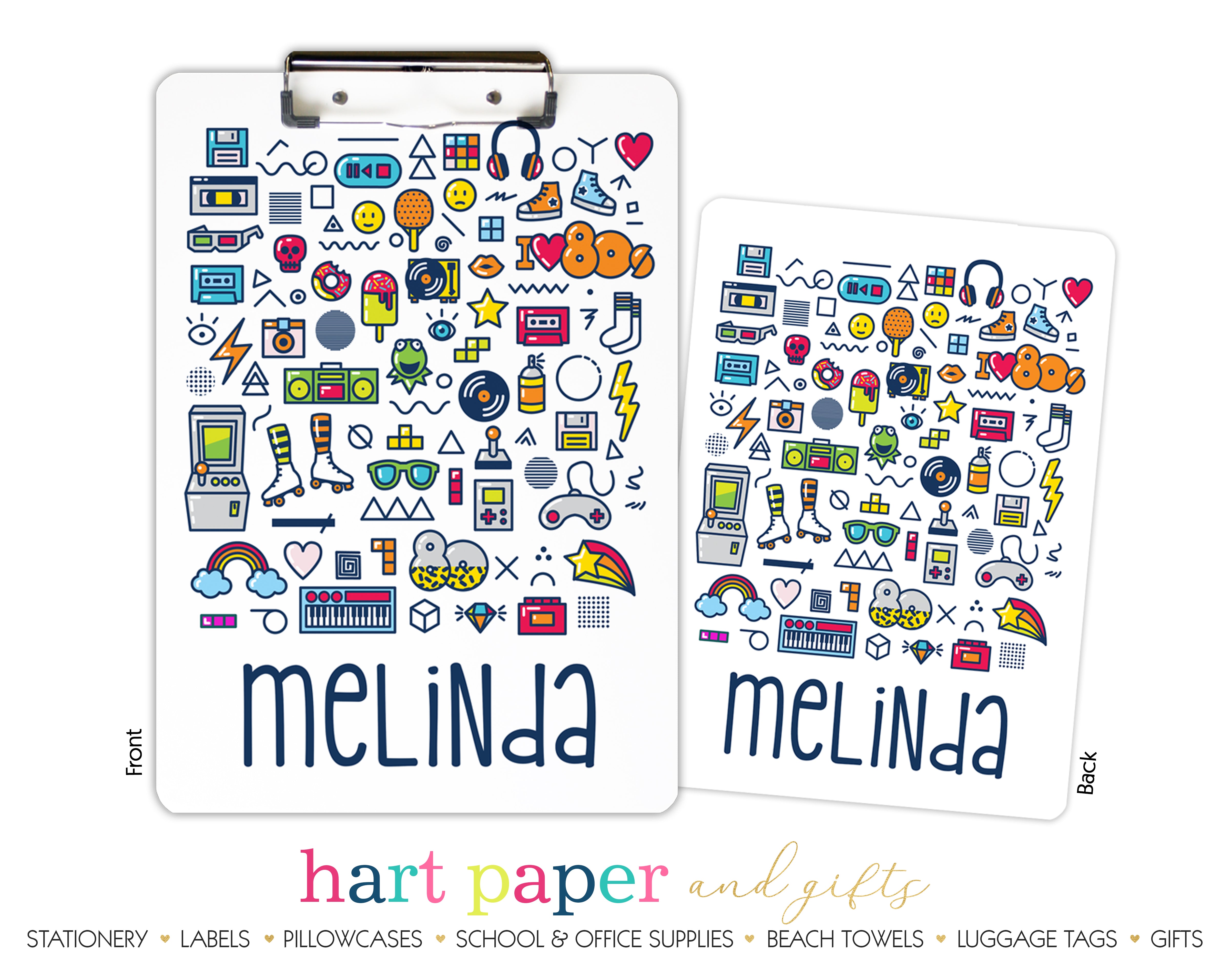 Retro 80's Personalized Custom Clipboard  School Office Supplies2 Sided Clipboard - Printing on Both Sides
