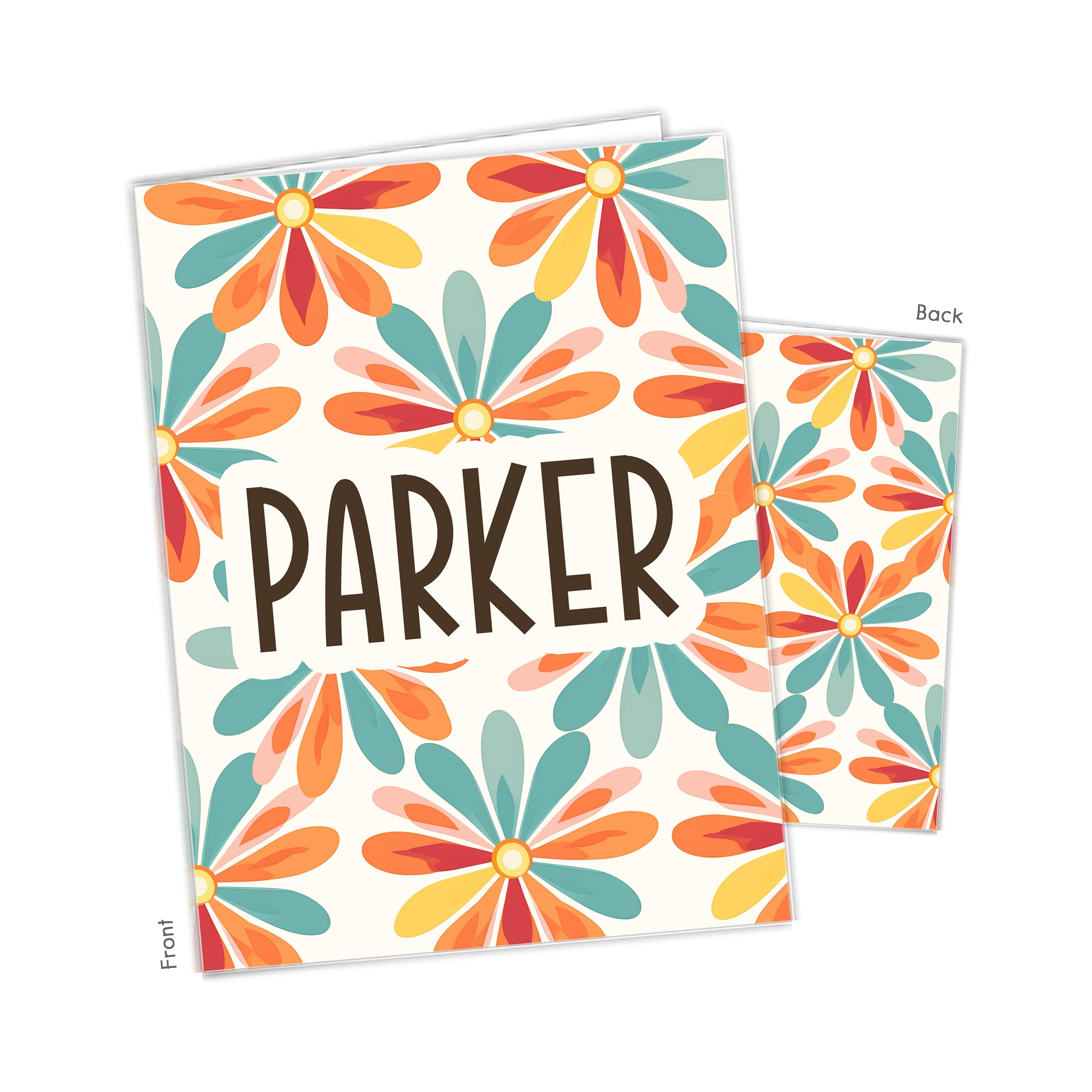 Retro Flowers Personalized Custom 2-Pocket Folder  School Office Supplies1 - 2Pocket Folder