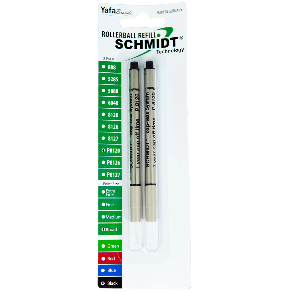 Schmidt Short Capless Rollerball Refill - Black (2ea)Fine .6mm (P8126)