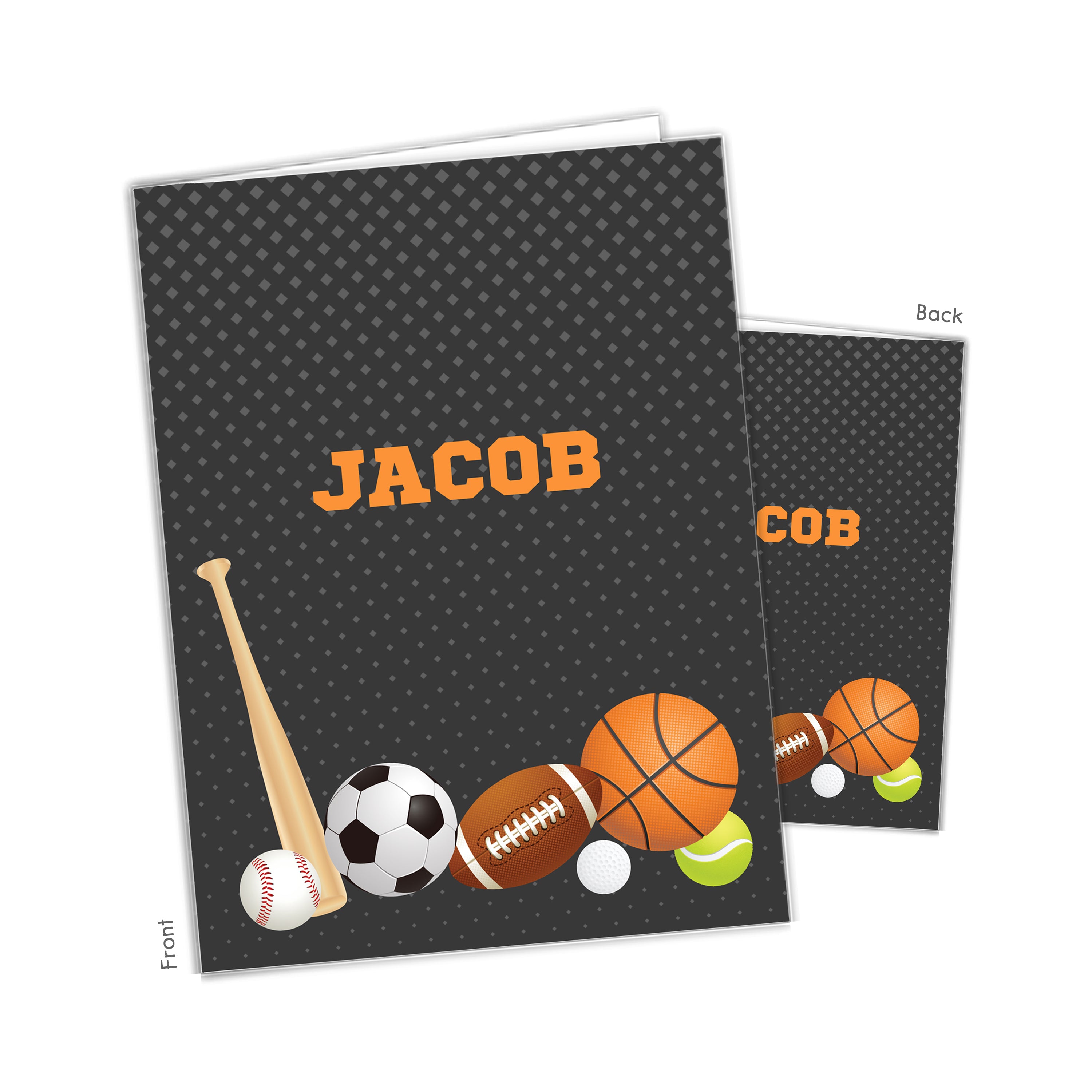 Sports Balls Personalized Custom 2-Pocket Folder  School Office Supplies1 - 2Pocket Folder