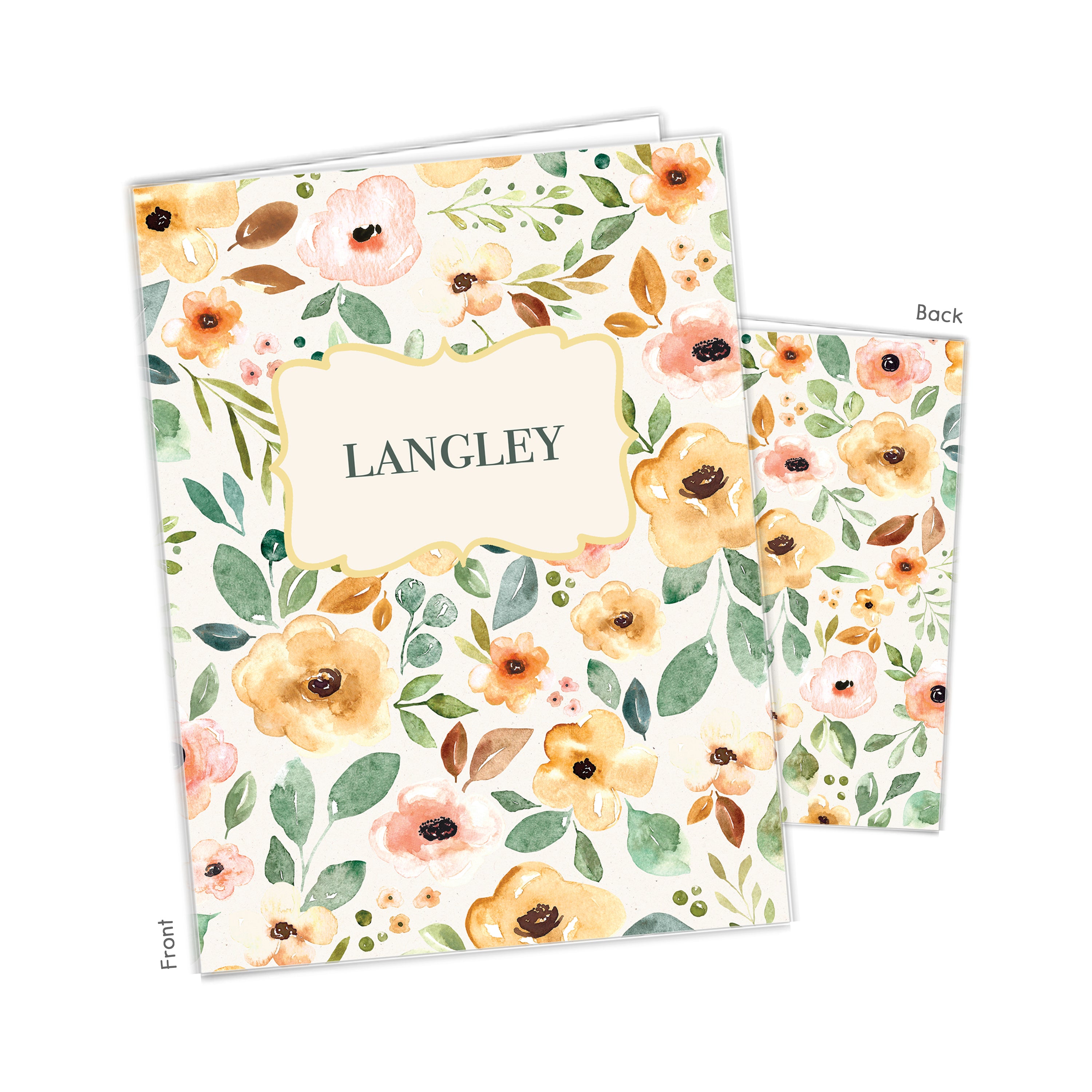 Yellow Flowers Personalized Custom 2-Pocket Folder  School Office Supplies1 - 2Pocket Folder