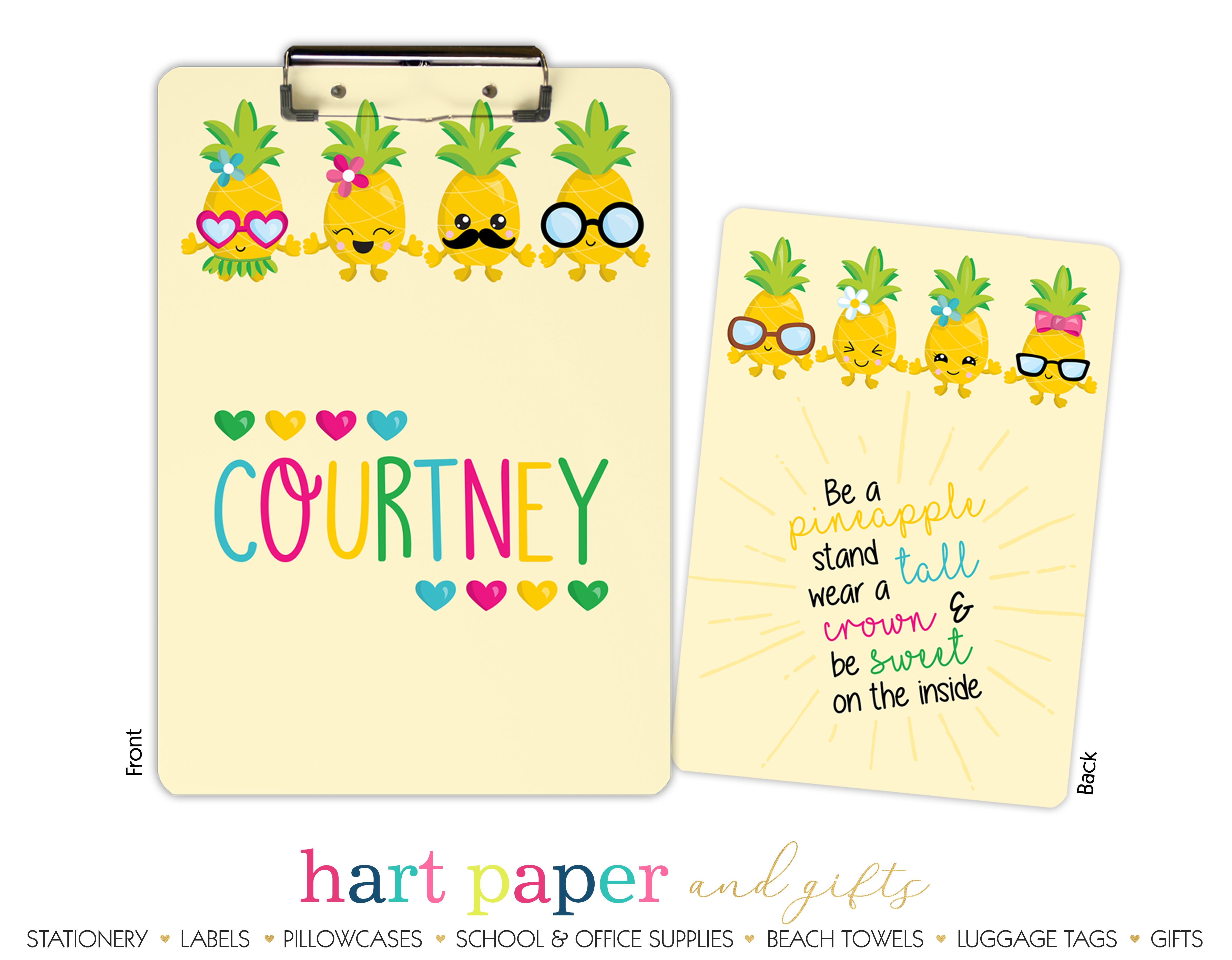 Rainbow Pineapple Personalized Custom Clipboard  School Office Supplies2 Sided Clipboard - Printing on Both Sides