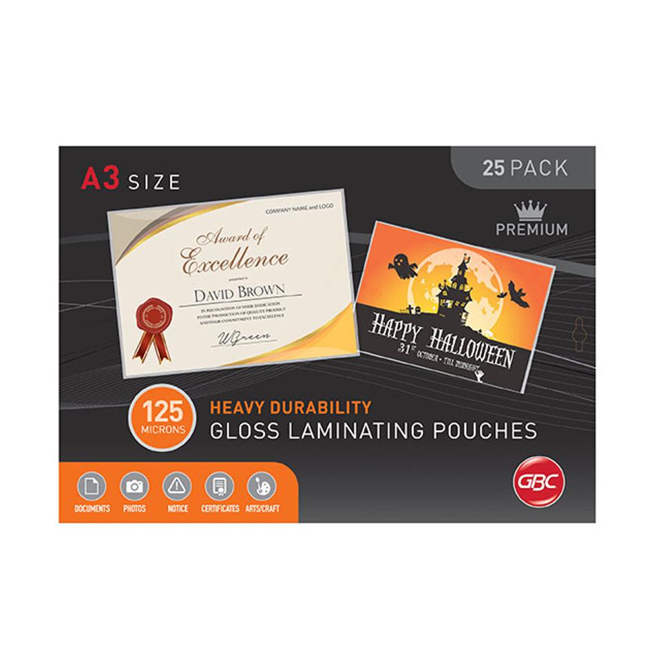 Gbc Laminating Pouch A3 125 Micron Pk25 BL125M25A3