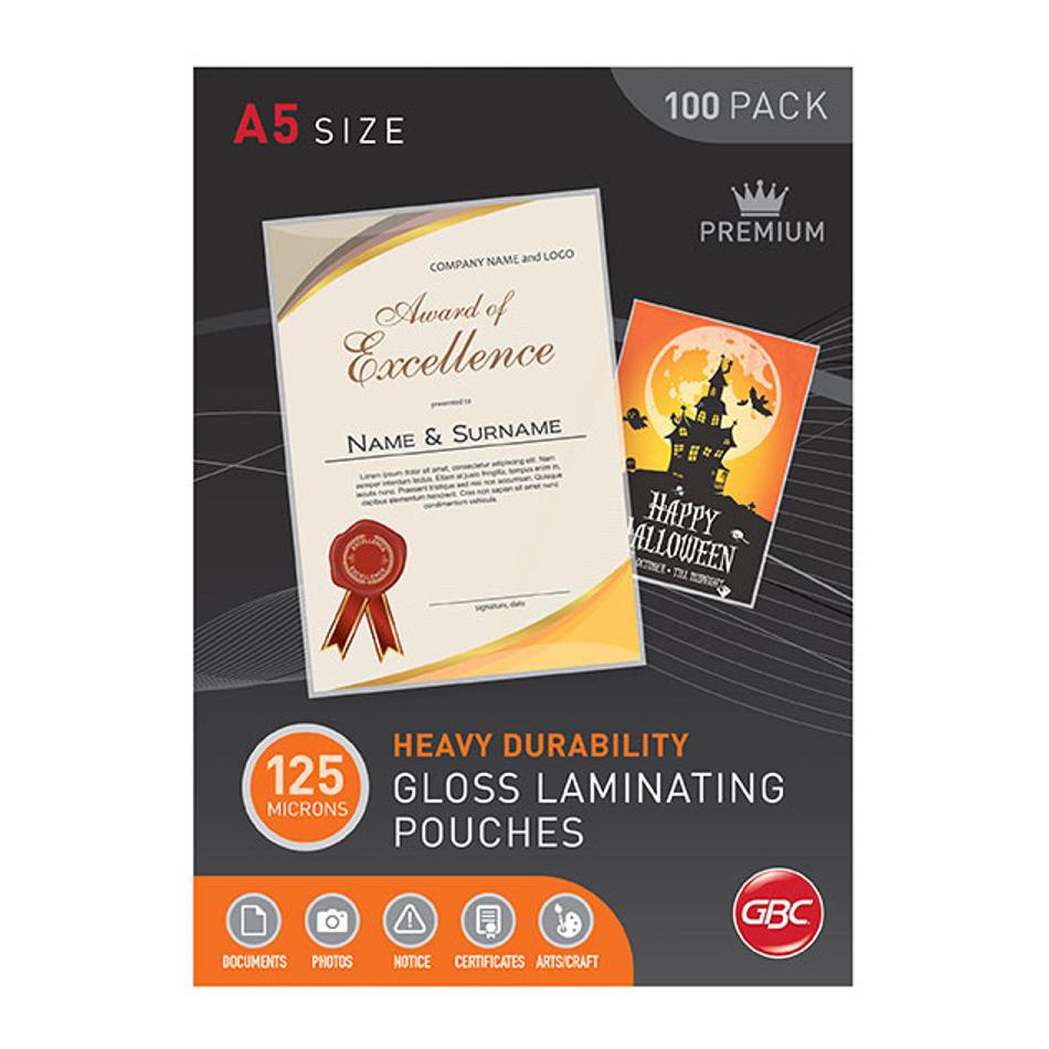 Gbc Laminating Pouch A5 125 Micron Pk100 BL125MA5