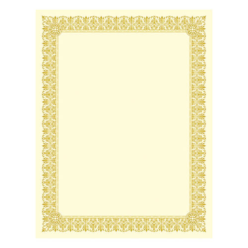 Premium Certificates, 8.5 X 11, Ivory/gold With Fleur Gold Foil Border, 15/pack