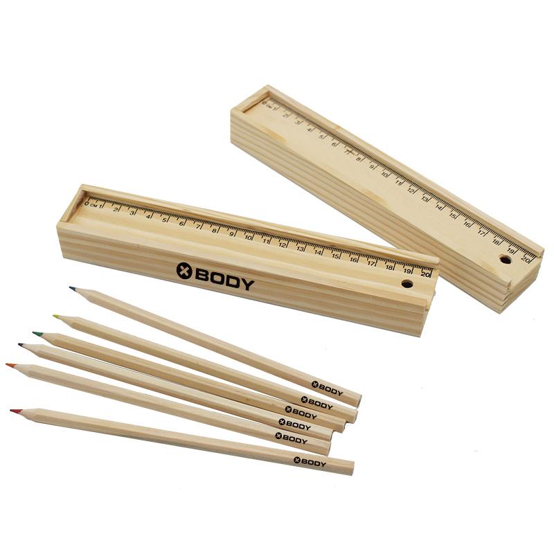 6 Piece Colour Pencil And Ruler Set In Box2000 