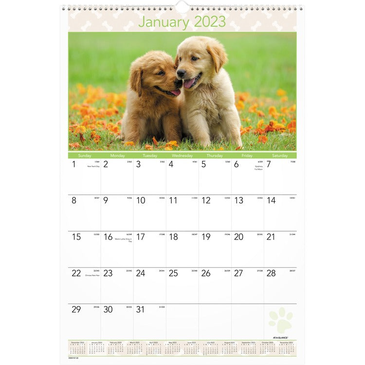 At-A-Glance Puppies Monthly Wall Calendar [SKU - AAGDMW16728]EA