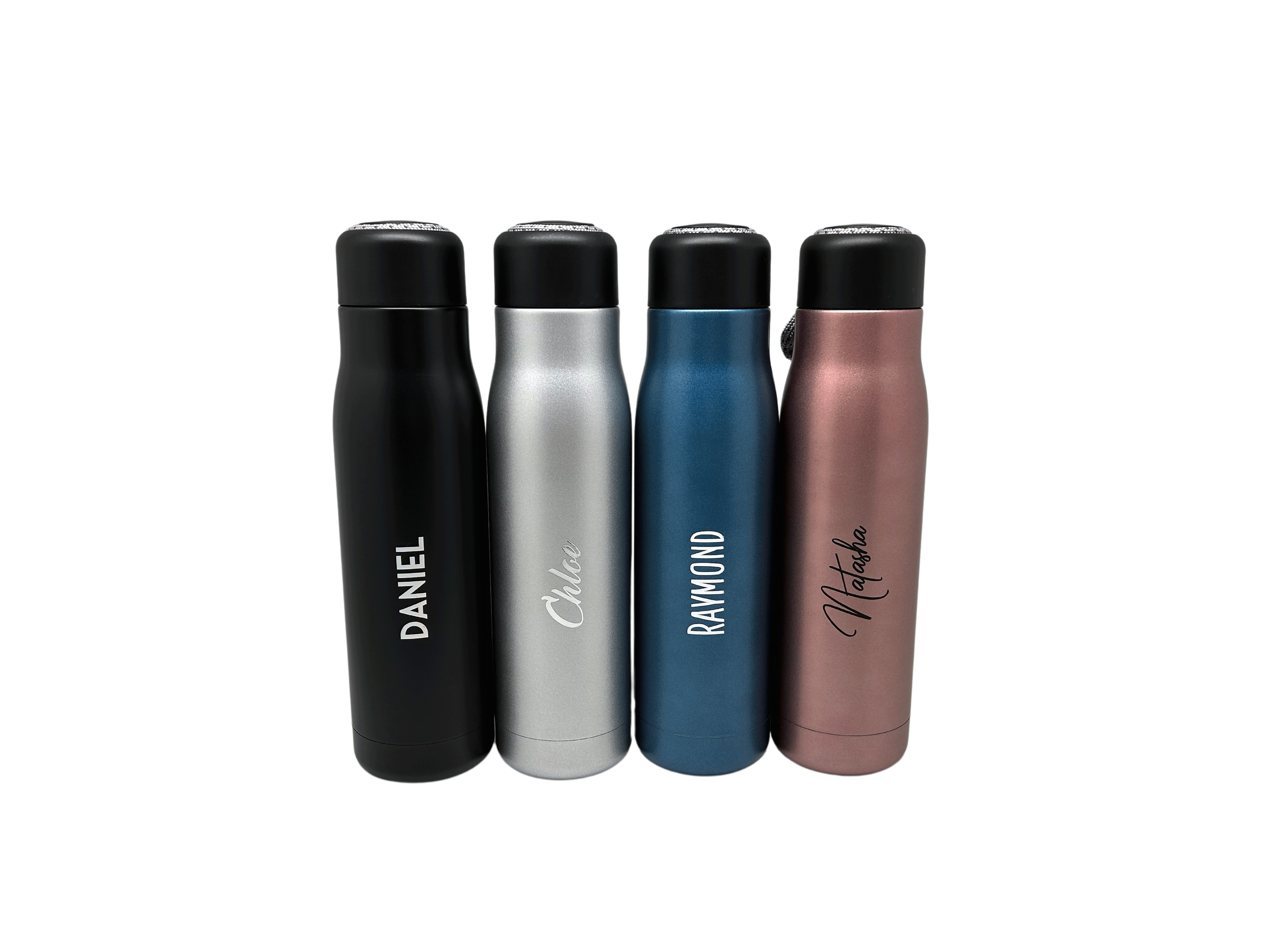 Sports Stainless Steel Vacuum Bottle - 550mlBlack / Name Only