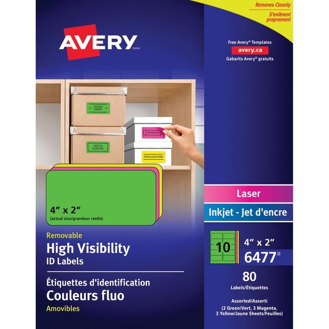 6477 I.D. LABELS 2" X 4" RECTANGULAR REMOVABLE  8 SHEETS