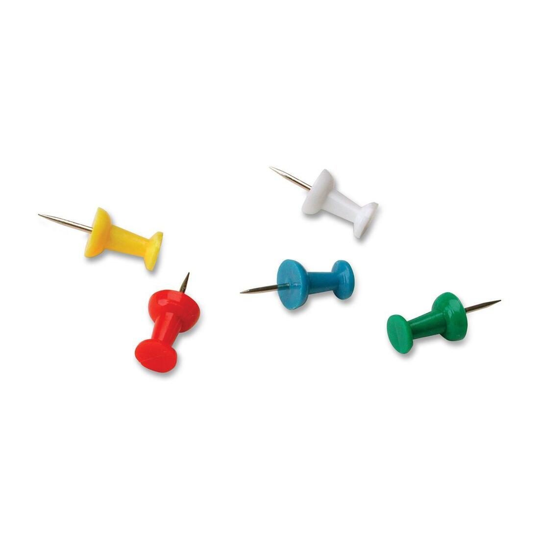 Acco Pushpin - 0.50" (12.70 mm) Length x 0.25" (6.35 mm) Diameter - 100 / Box - Red, White, Blue, Yellow, Green - Steel