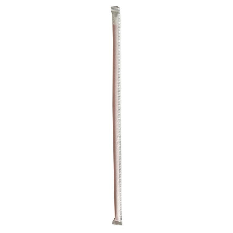 Wrapped Giant Straws, 10.25 , Polypropylene, Red, 1,200/Carton