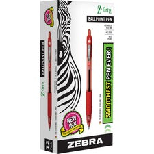 Zebra Pen Z-Grip Retractable Ballpoint Pens - 1 mm Point Size - Red - 12/dz
