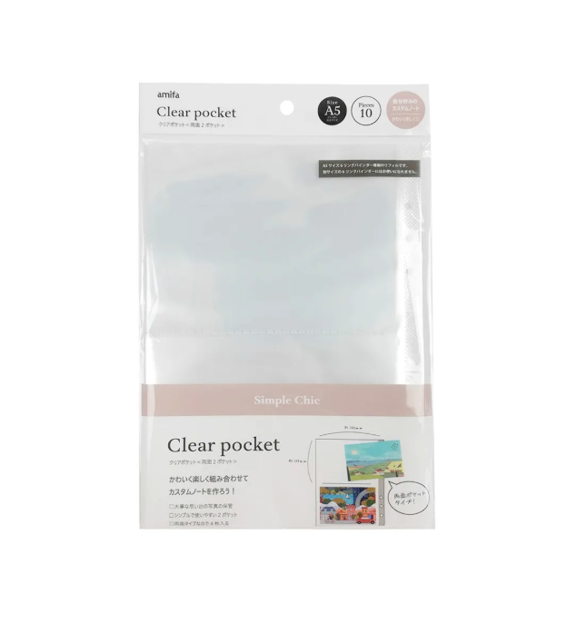 Amifa Clear Pocket Simple Chic Double Sided A5 SizeL-Size Photos
