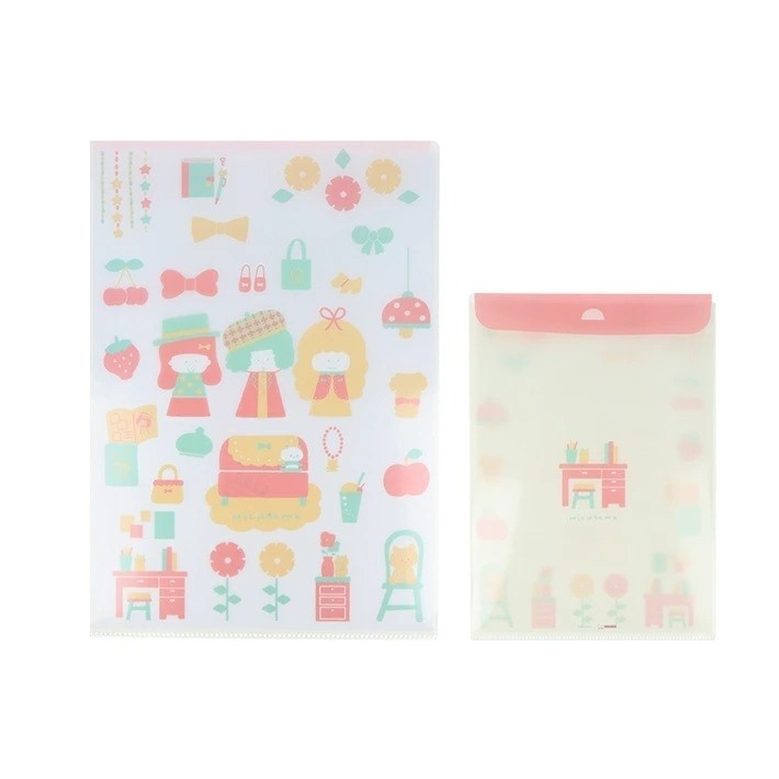 Sunstar Mizutama Clear File with Envelope A4 SizeBubble Pattern