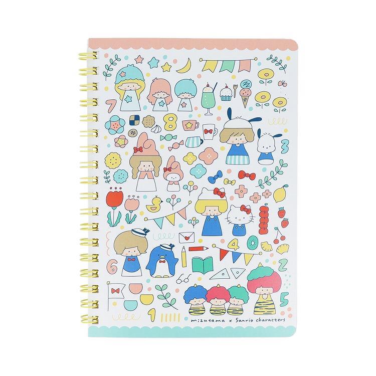 Sunstar Mizutama x Sanrio Characters Double Ring Notebook B6A