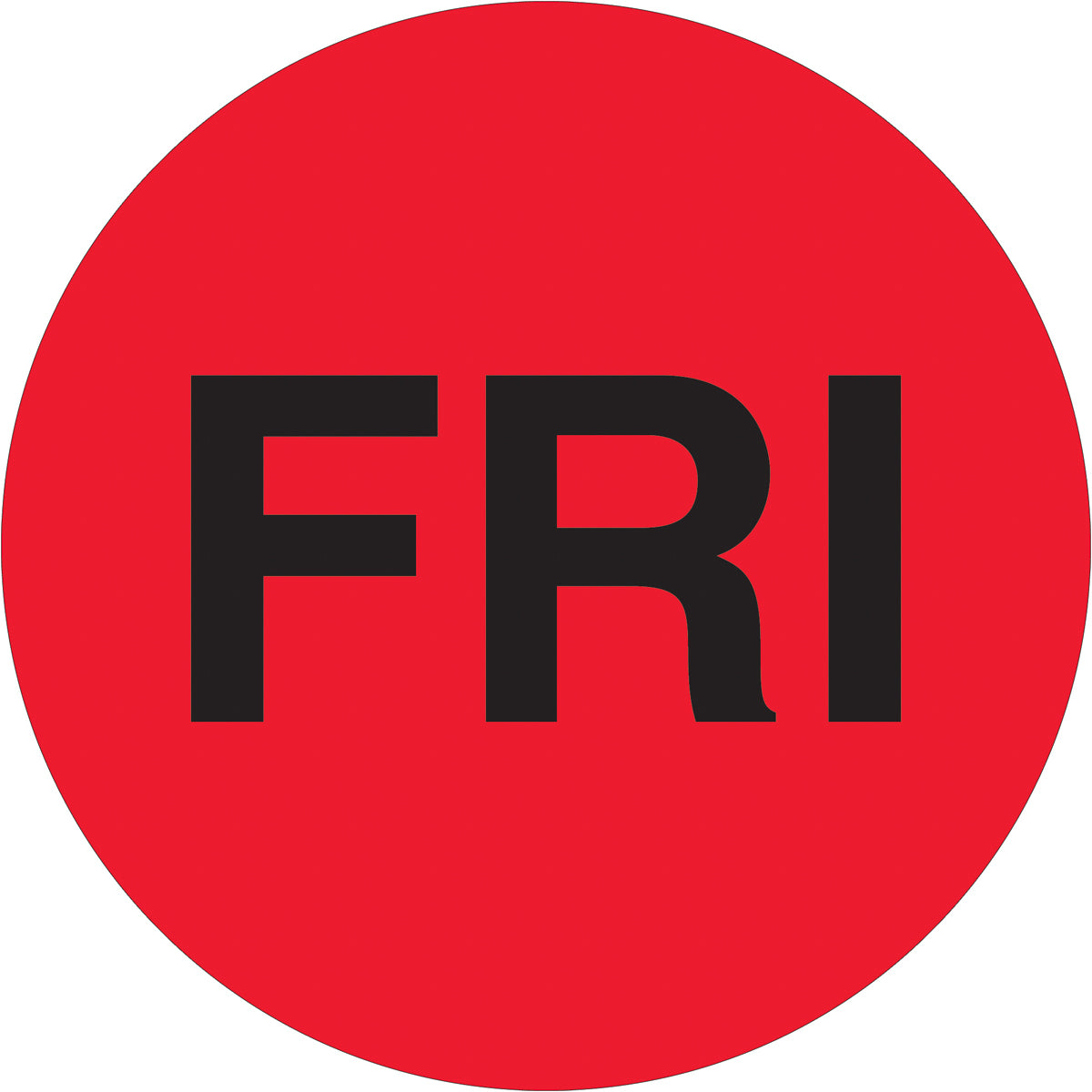 1" Circle - "FRI" (Fluorescent Red) Days of the Week Labels 500/Roll
