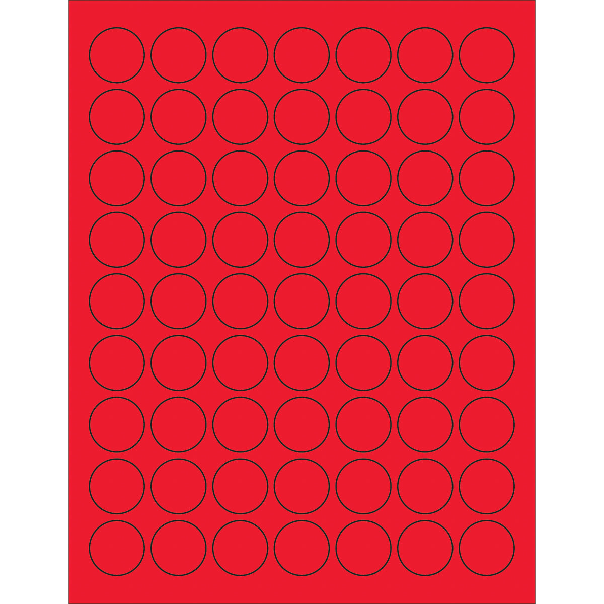 1" Fluorescent Red Circle Laser Labels 6300/Case