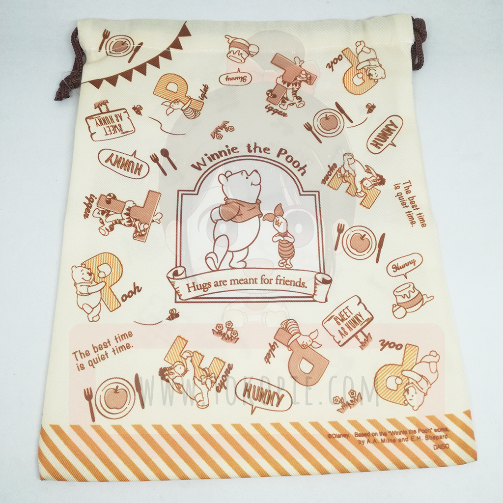Winnie The Pooh Drawstring BagCream