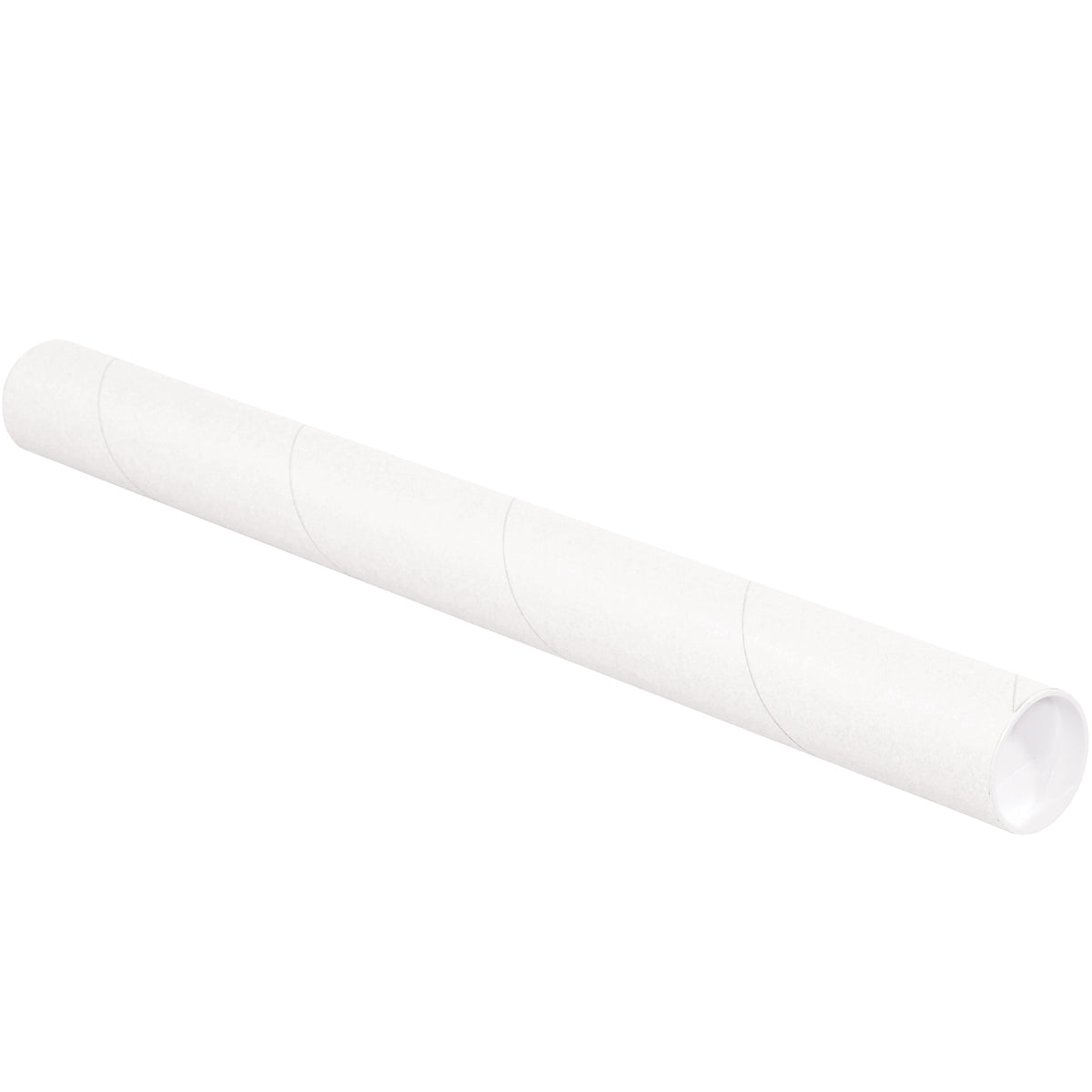 2 1/2 x 26 White Mailing Tubes With End Caps .070 Gauge 34/Case
