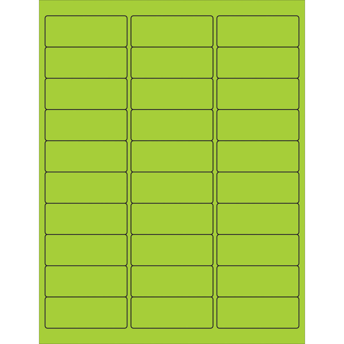 2 5/8 x 1" Fluorescent Green Removable Rectangle Laser Labels 3000/Case