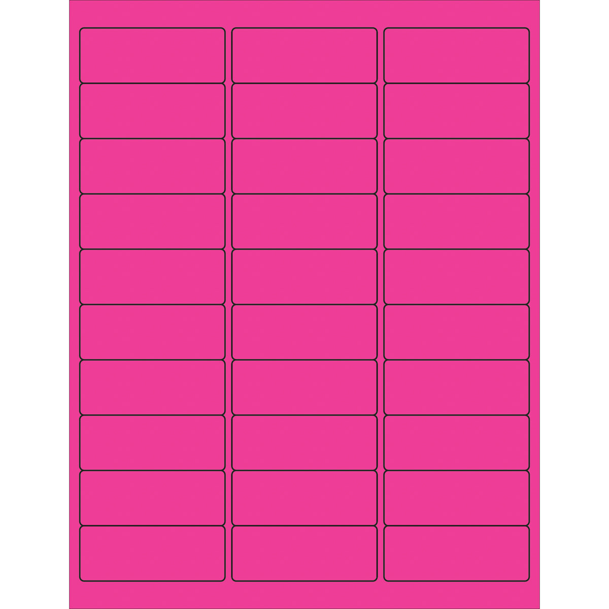 2 5/8 x 1" Fluorescent Pink Removable Rectangle Laser Labels 3000/Case