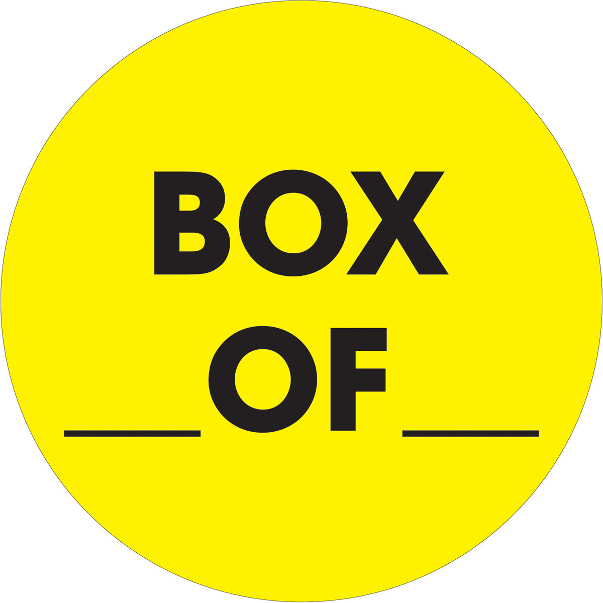 2" Circle - "Box ___ Of ___" Fluorescent Yellow Labels 500/Roll