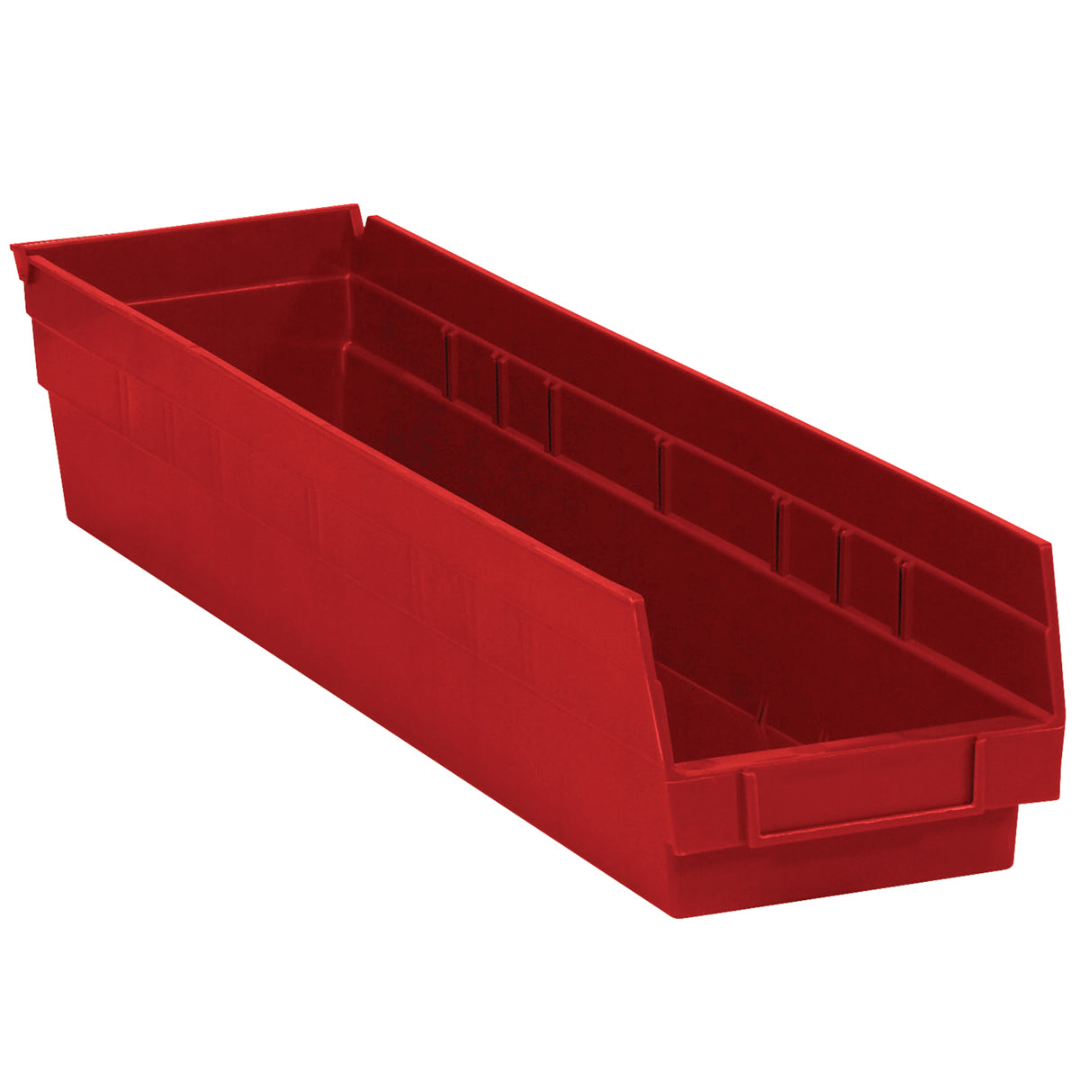23 5/8 x 4 1/8 x 4 Red Plastic Shelf Bin Boxes 16/Case