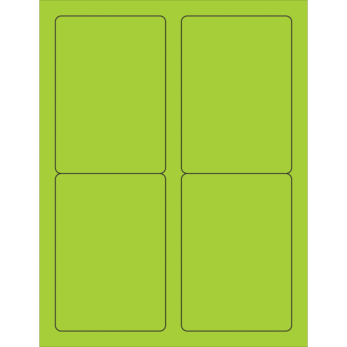 3 1/2 x 5" Green Rectangle Laser Labels 400/Case
