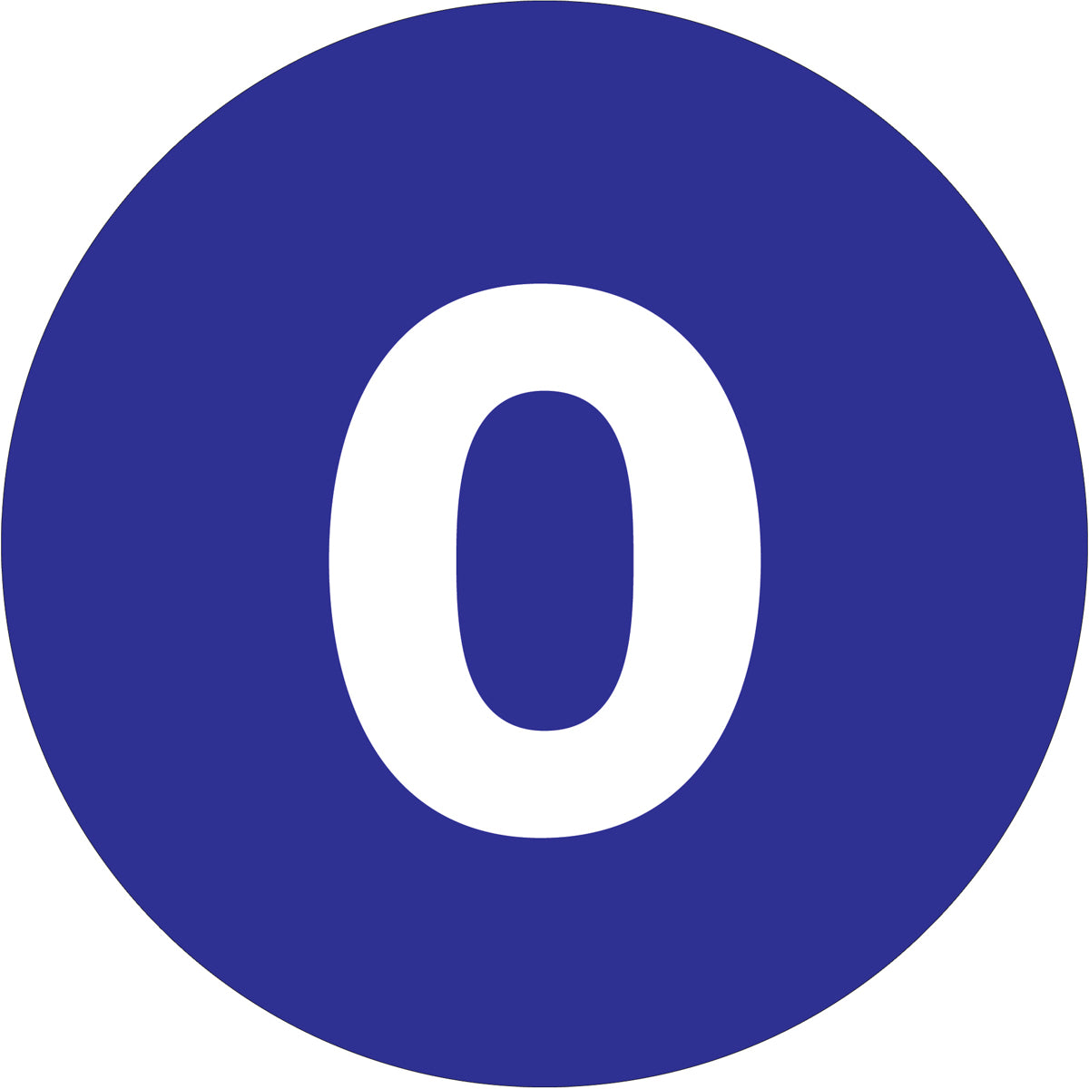 3" Circle - "0" (Dark Blue) Number Labels 500/Roll