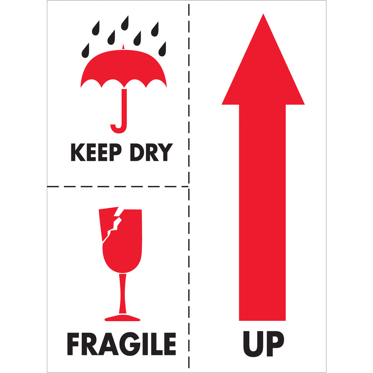 3 x 4" - "Keep Dry Fragile" Labels 500/Roll