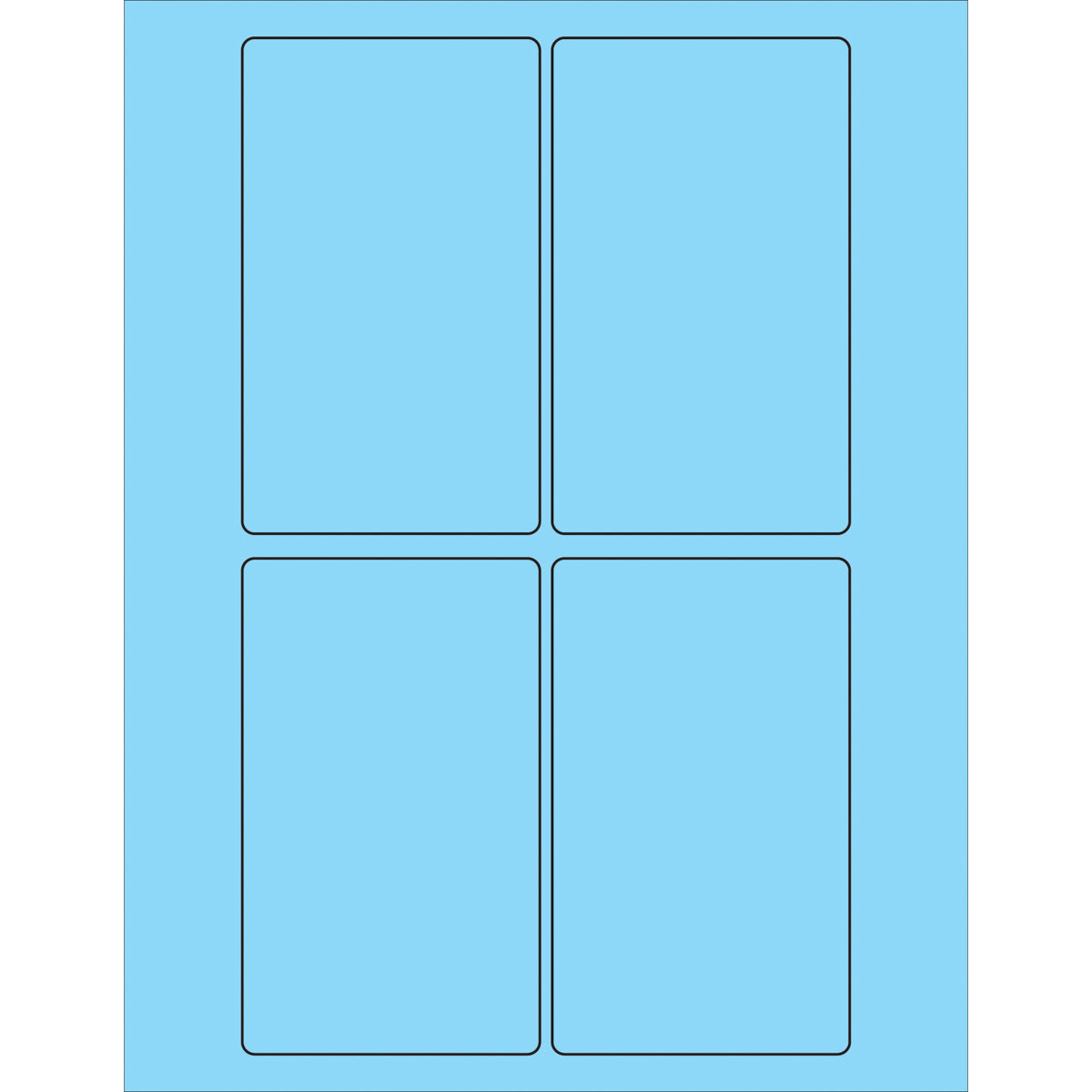 3 x 5" Fluorescent Pastel Blue Rectangle Laser Labels 400/Case