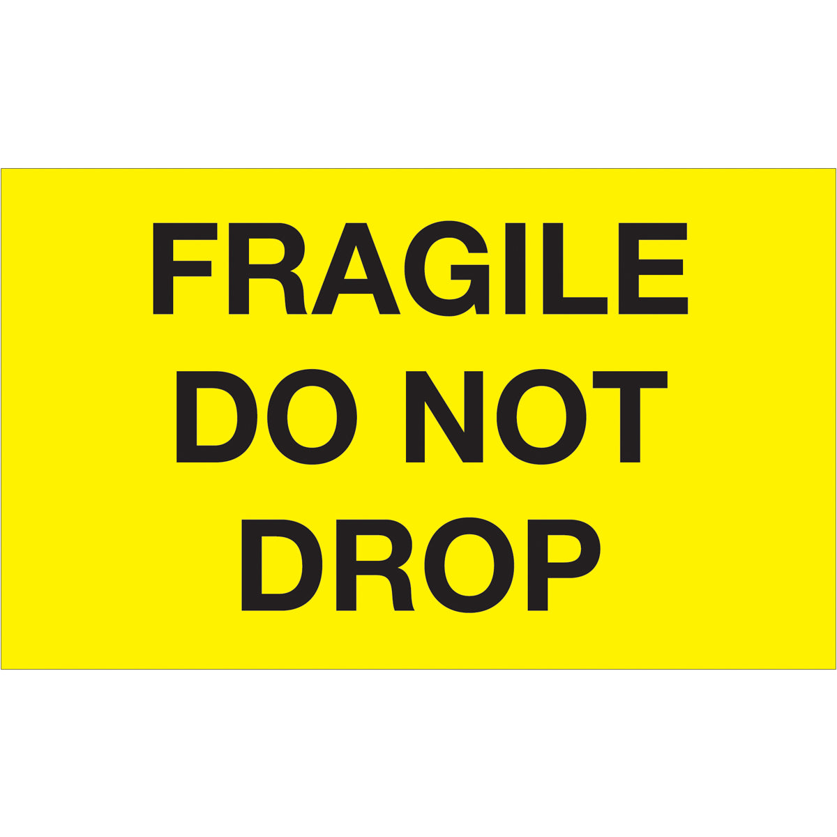 3 x 5" - "Fragile - Do Not Drop" (Fluorescent Yellow) Labels 500/Roll