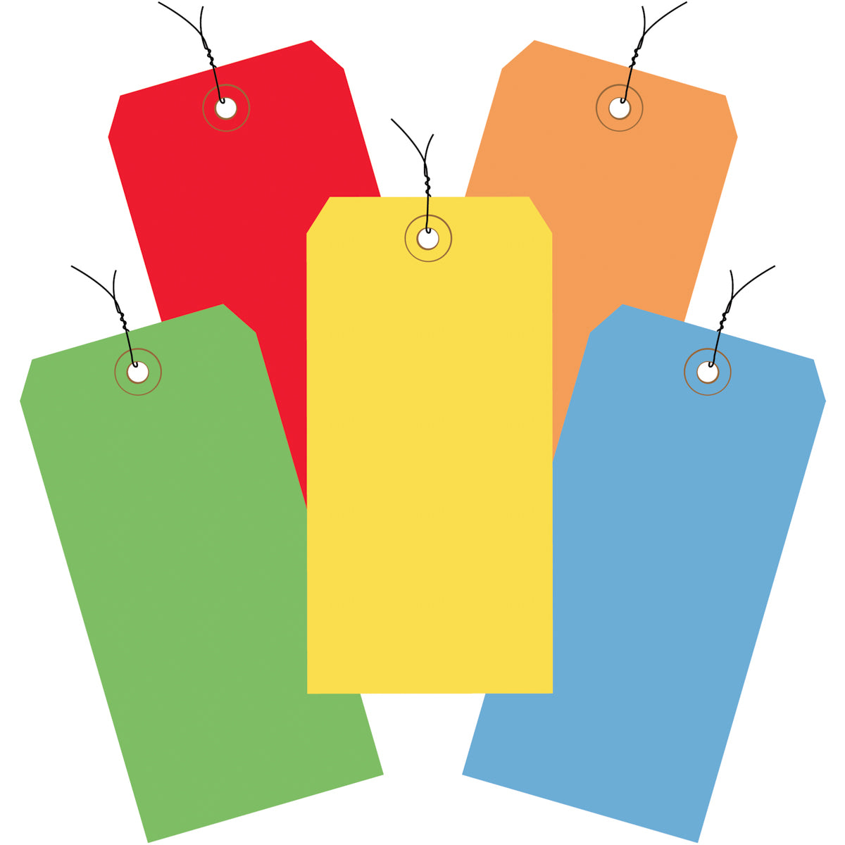 4 3/4 x 2 3/8 Assorted Color 13 Pt. Shipping Tags - Pre-Wired 1000/Case
