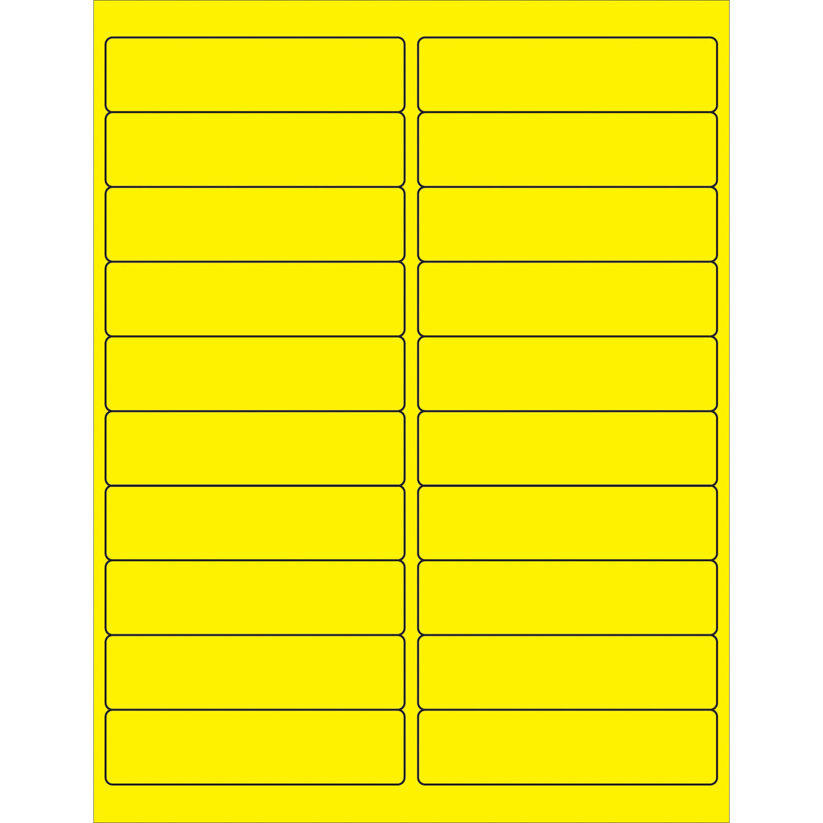 4 x 1" Fluorescent Yellow Rectangle Laser Labels 2000/Case