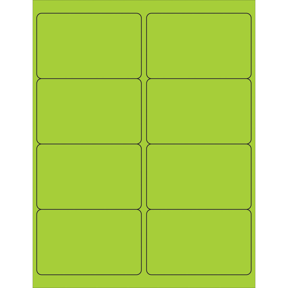 4 x 2 1/2" Fluorescent Green Rectangle Laser Labels 800/Case