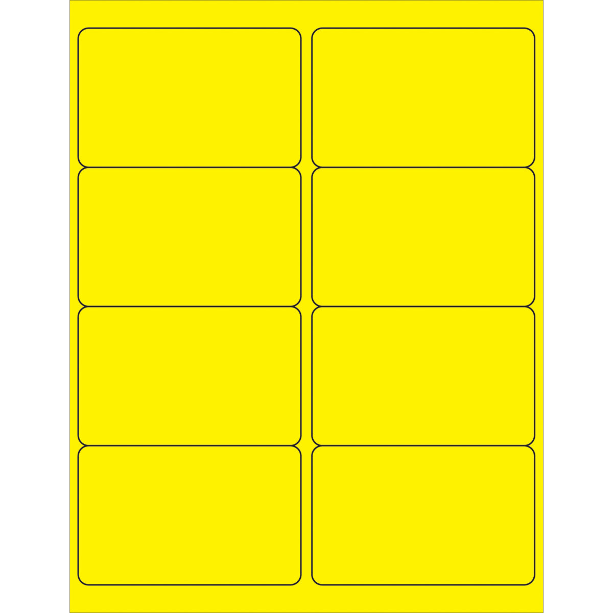 4 x 2 1/2" Fluorescent Yellow Rectangle Laser Labels 800/Case