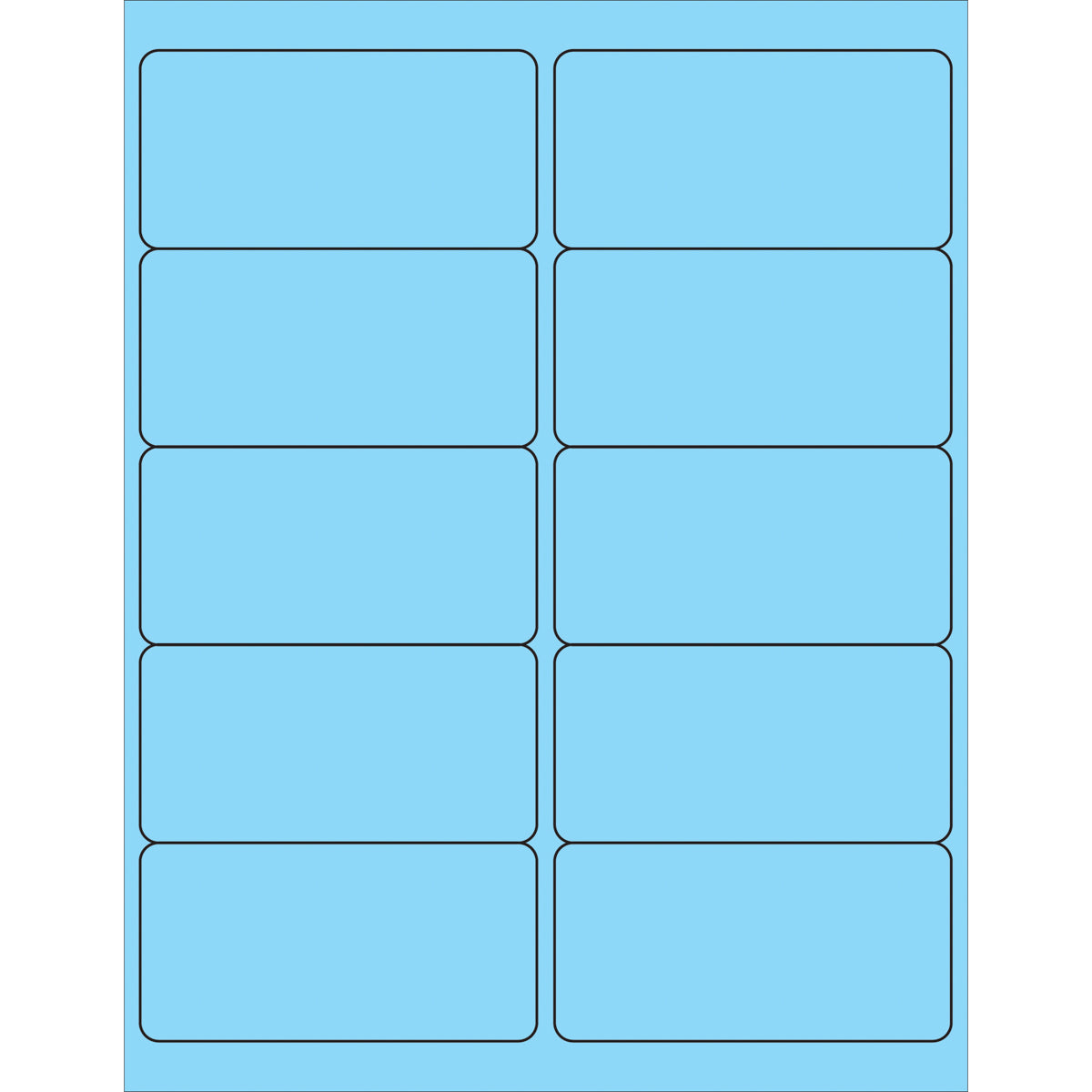 4 x 2" Fluorescent Pastel Blue Rectangle Laser Labels 1000/Case