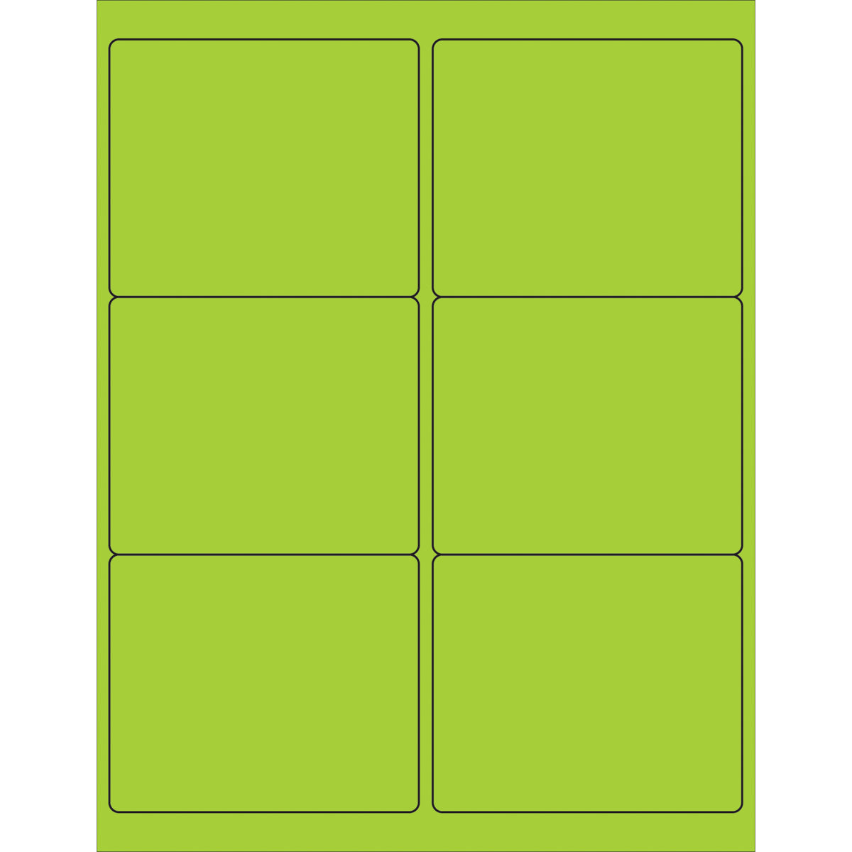 4 x 3 1/3" Fluorescent Green Rectangle Laser Labels 600/Case