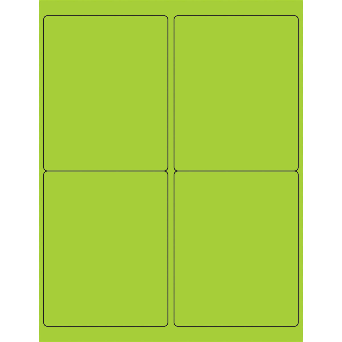 4 x 5" Fluorescent Green Rectangle Laser Labels 400/Case