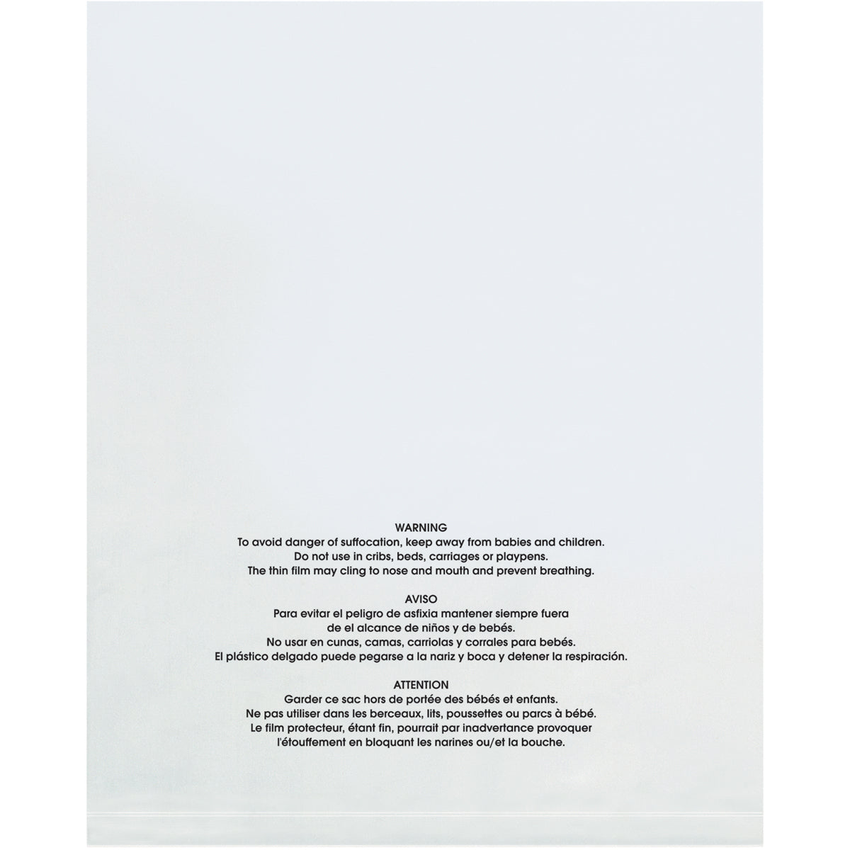 8 x 10 - 2 Mil (100 Pack) Flat Suffocation Warning Poly Bags 100/Case
