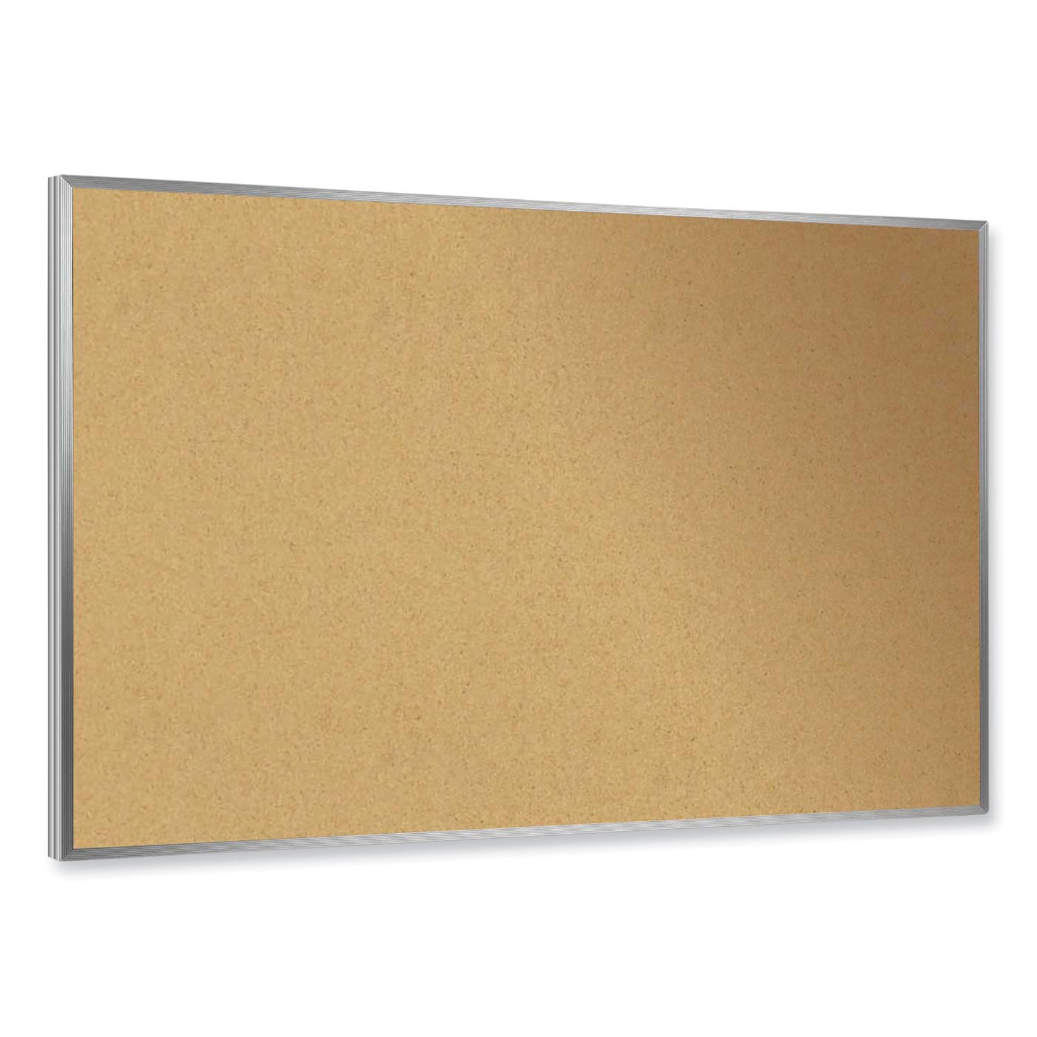 Aluminum-Frame Natural Corkboard, 24 x 18, Tan Surface, Satin Aluminum Frame
