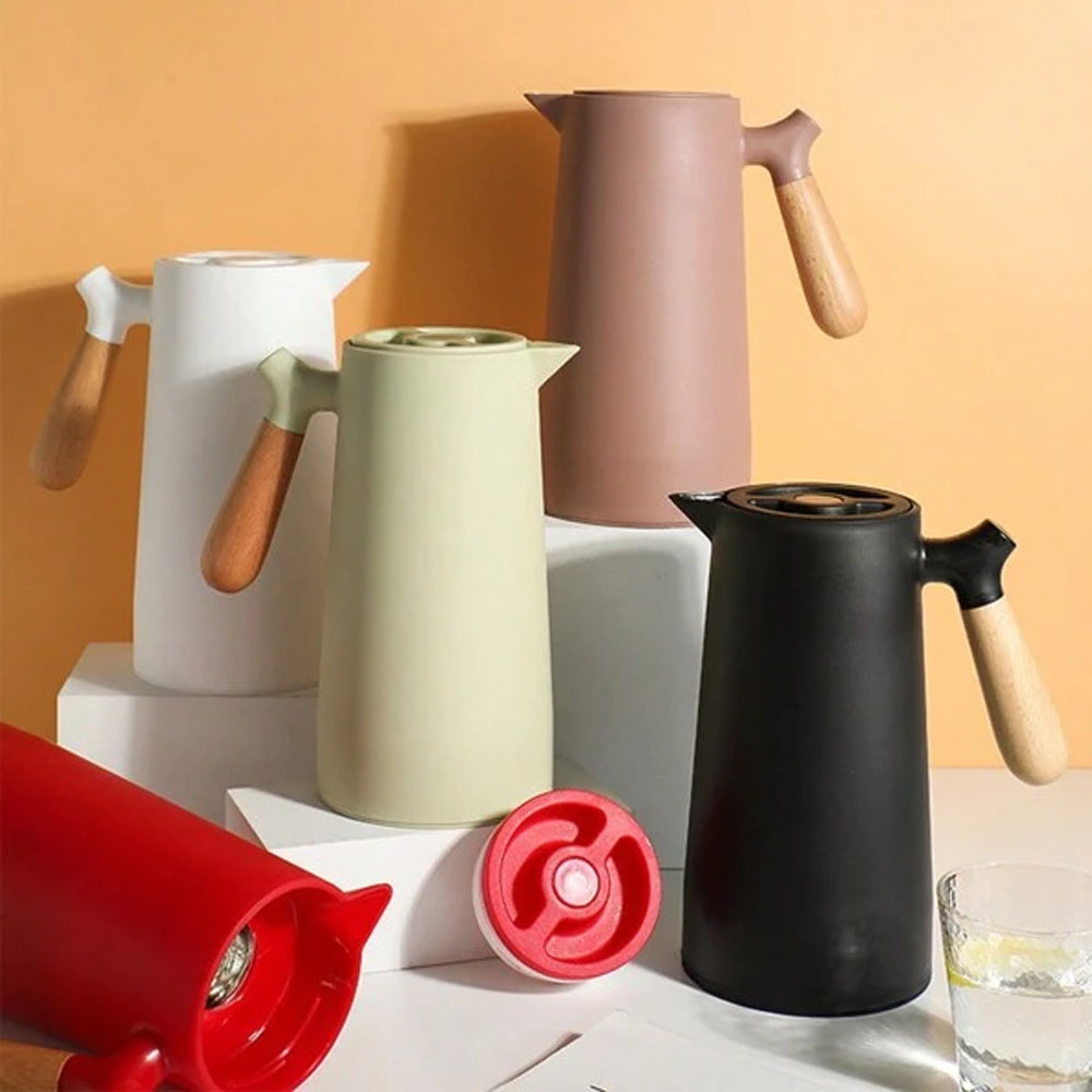 (Net) 1000ml Vacuum Jug Flask with Push Button Pourage / 561518Black