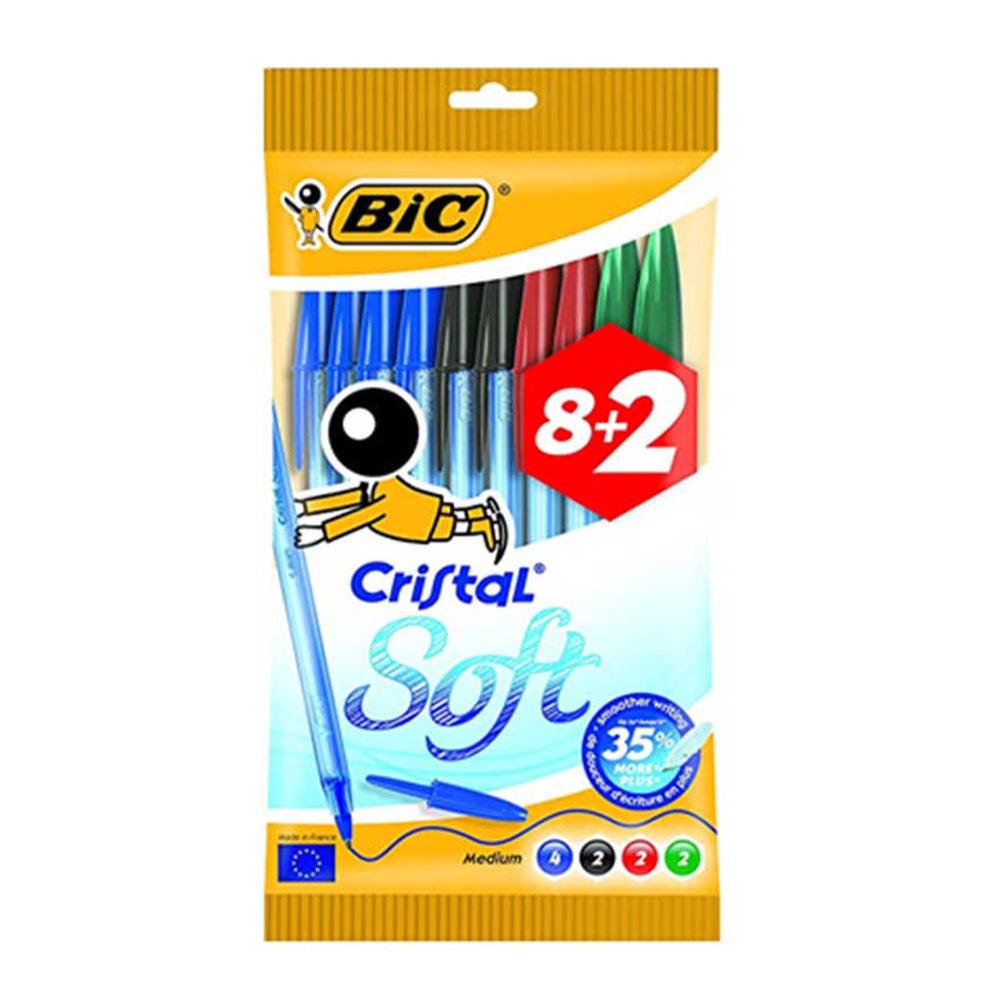 (NET) Bic Cristal Medium Soft Pouch 8   2 Assorted / 10 Pieces